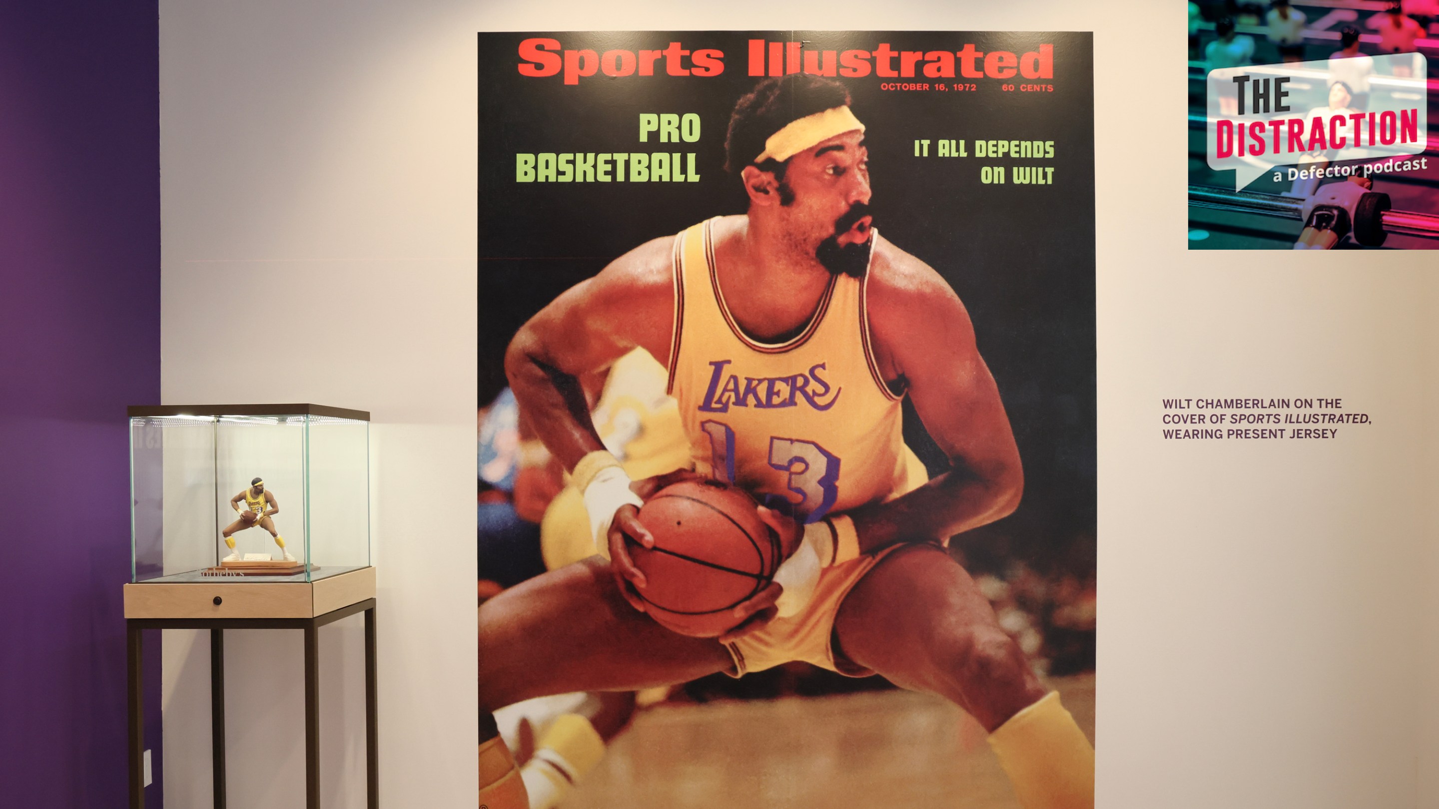 October 16, 1972 Sports Illustrated cover and signed limited edition Wilt Chamberlain sports porcelain figurine on display during the press preview at Sotheby's Auction House on August 01, 2023 in Los Angeles.
