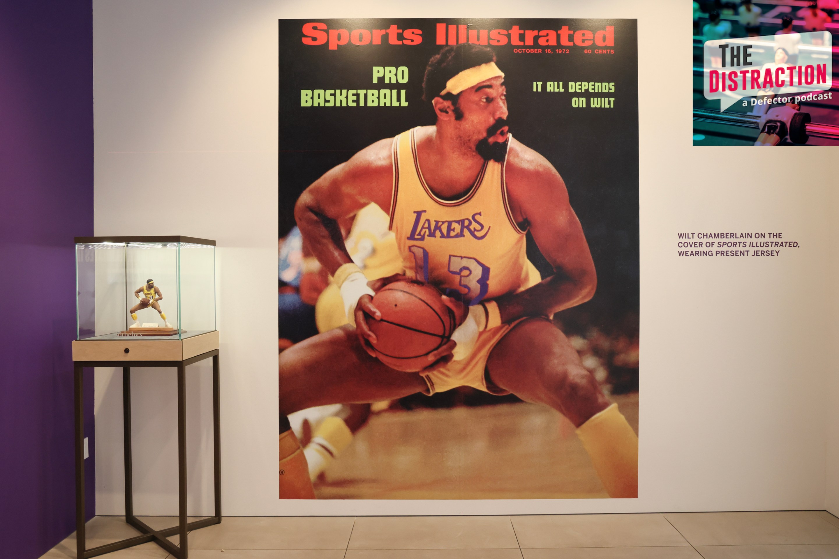 October 16, 1972 Sports Illustrated cover and signed limited edition Wilt Chamberlain sports porcelain figurine on display during the press preview at Sotheby's Auction House on August 01, 2023 in Los Angeles.