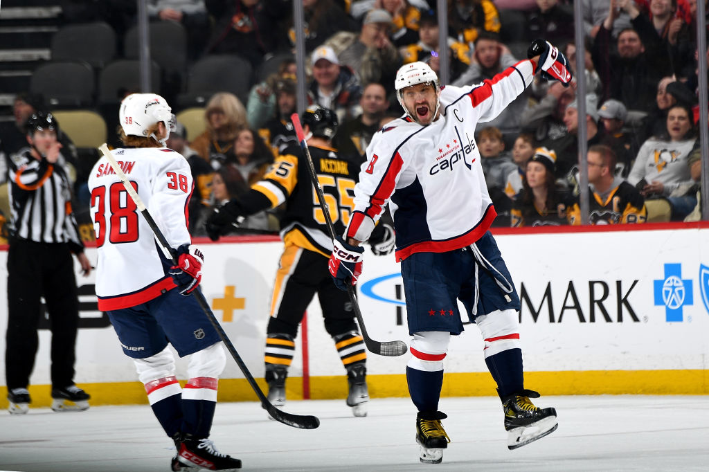 Alex Ovechkin celebrates his goal
