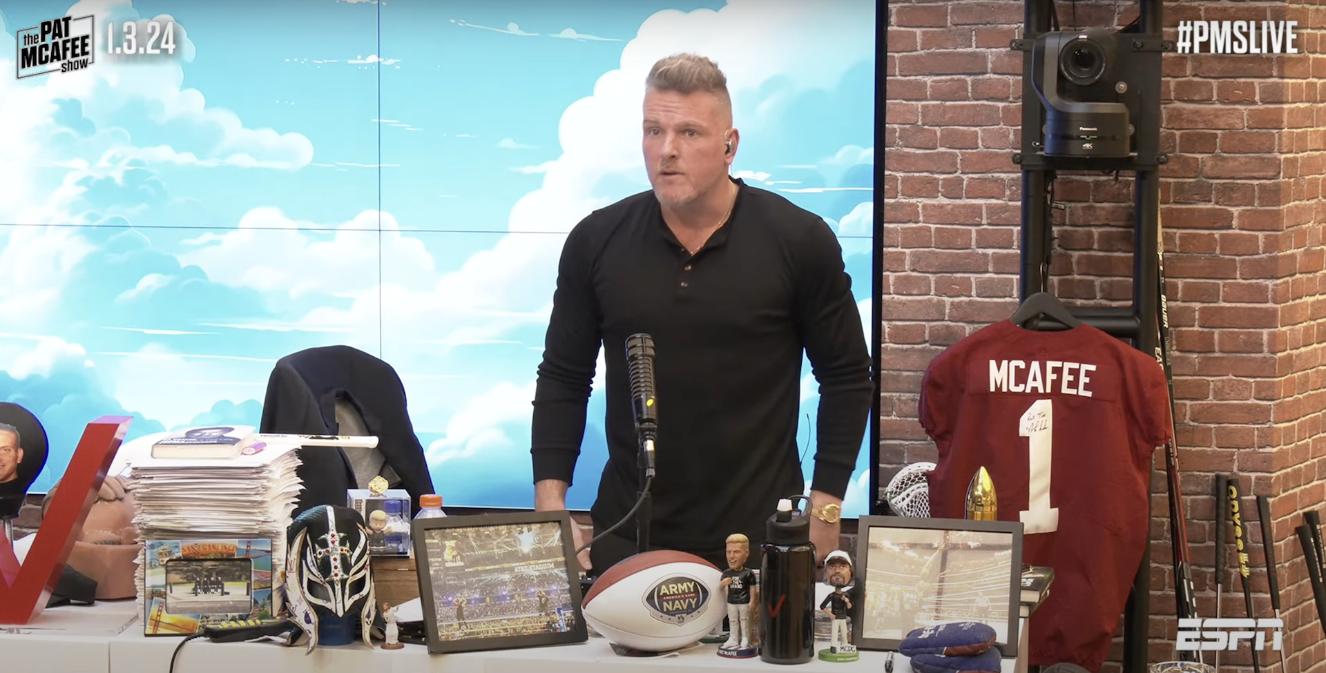 Pat McAfee on the set of his tv show