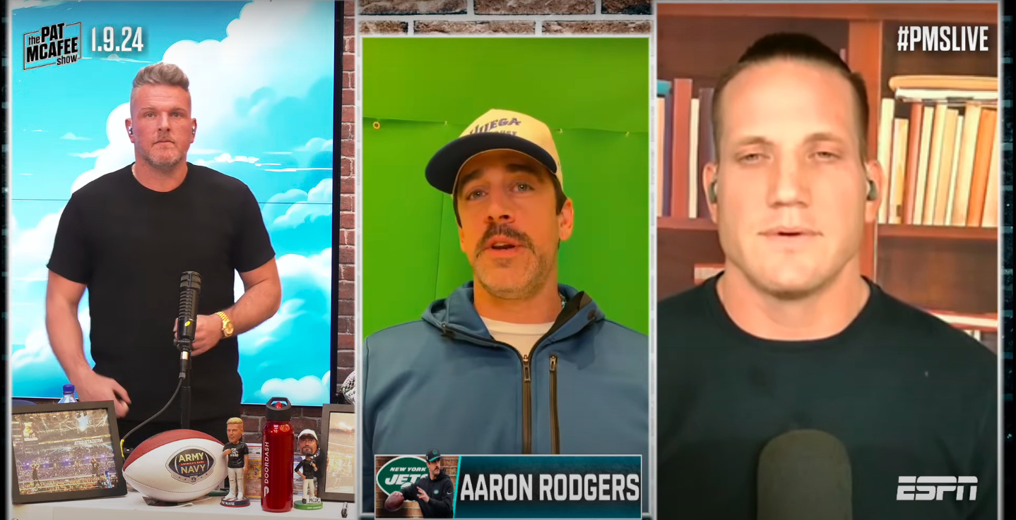 Pat McAfee, Aaron Rodgers, and AJ Hawk
