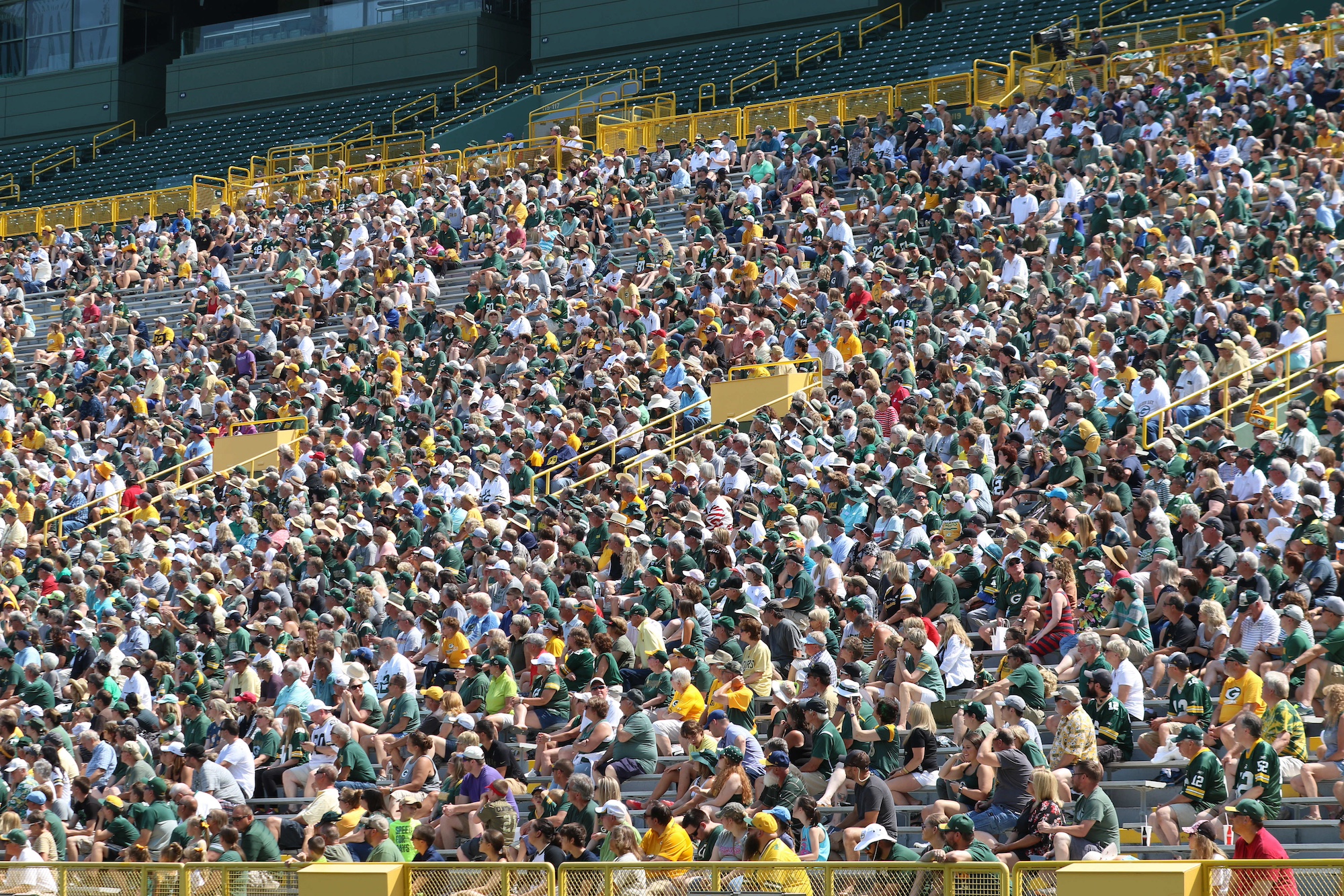 GREEN BAY, WI - JULY 24: Green Bay Packers shareholders fill Lambeau Field for the Green Bay Packers Shareholders meeting on July 24, 2019 at Lambeau Field, in Green Bay, WI. (Photo by Larry Radloff/Icon Sportswire via Getty Images)