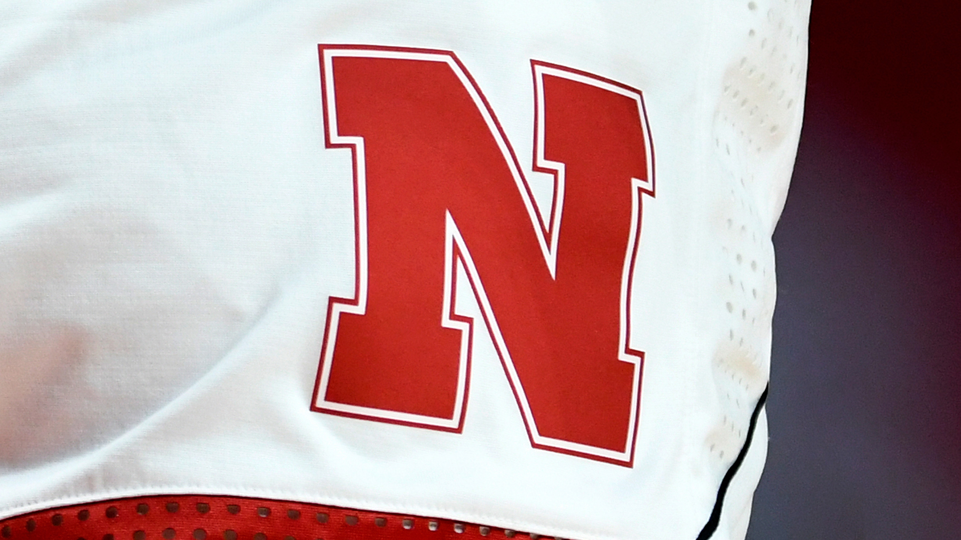 The Nebraska Cornhuskers logo on their uniform during the game against the Maryland Terrapins at Pinnacle Bank Arena on February 14, 2021 in Lincoln, Nebraska.