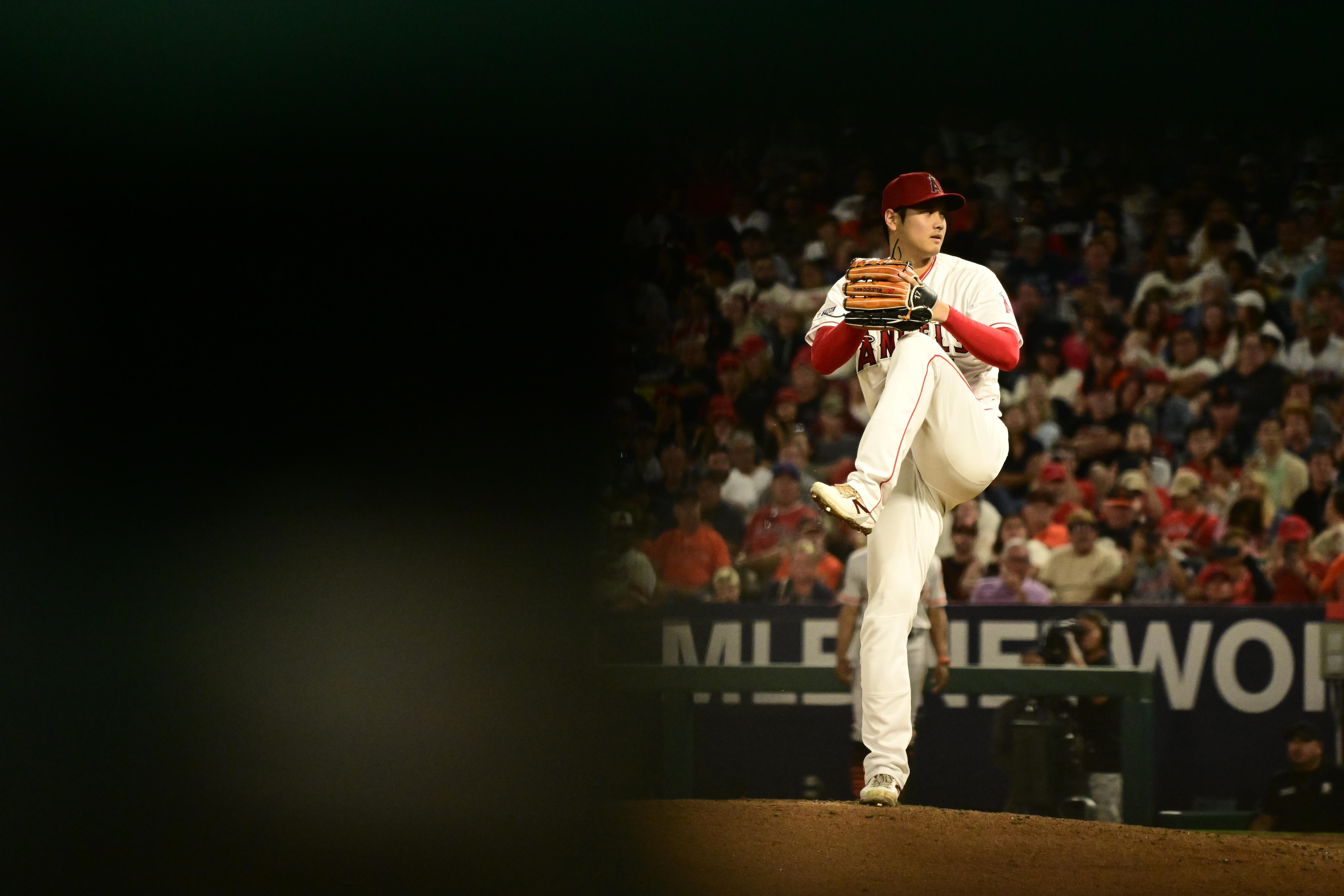 Los Angeles Angels Shohei Ohtani (17) in action, pitching vs San Francisco Giants.