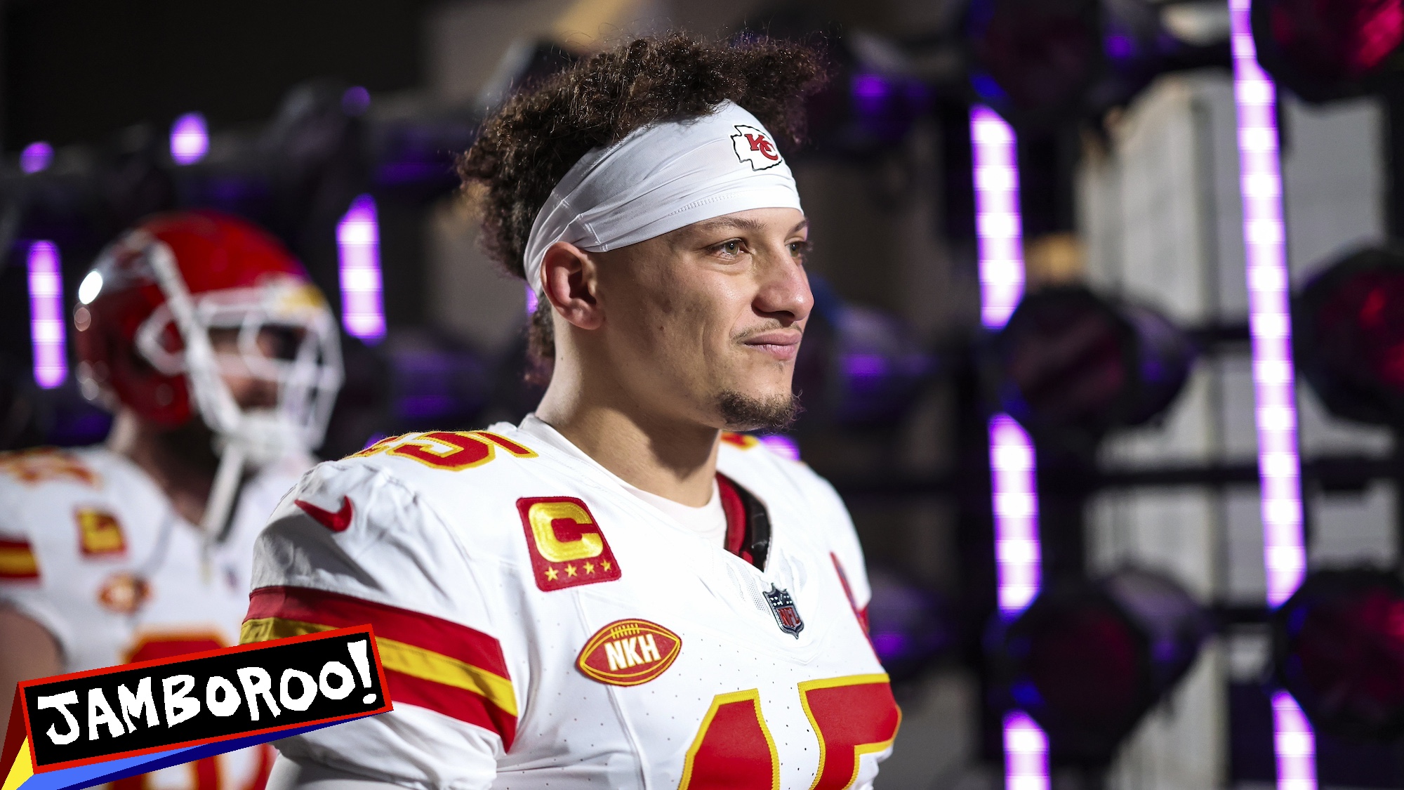 BALTIMORE, MD - JANUARY 28: Patrick Mahomes #15 of the Kansas City Chiefs walks out for warmups prior to the AFC Championship NFL football game against the Baltimore Ravens at M&amp;T Bank Stadium on January 28, 2024 in Baltimore, Maryland. (Photo by Perry Knotts/Getty Images)