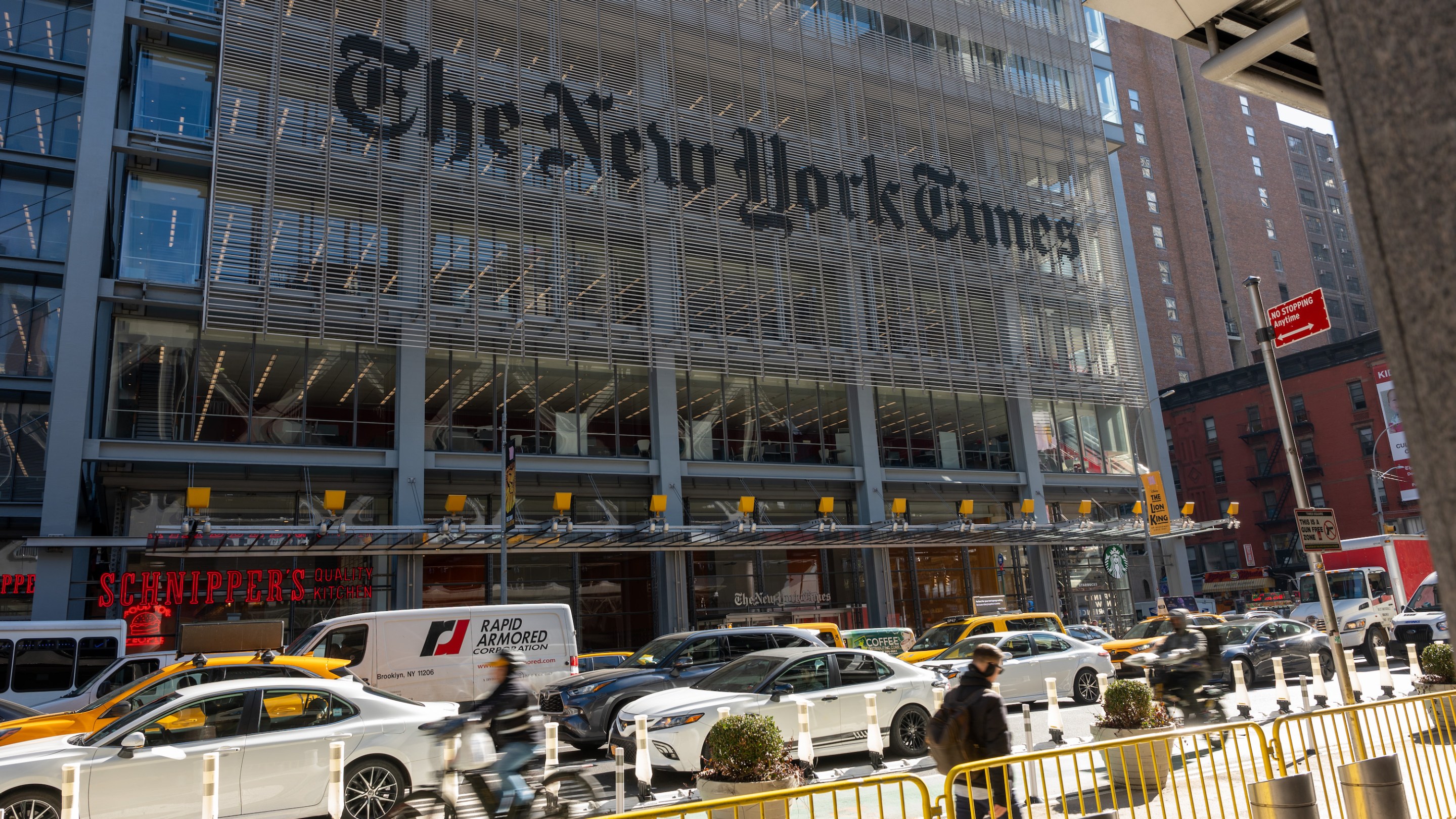 The front of the New York Times building