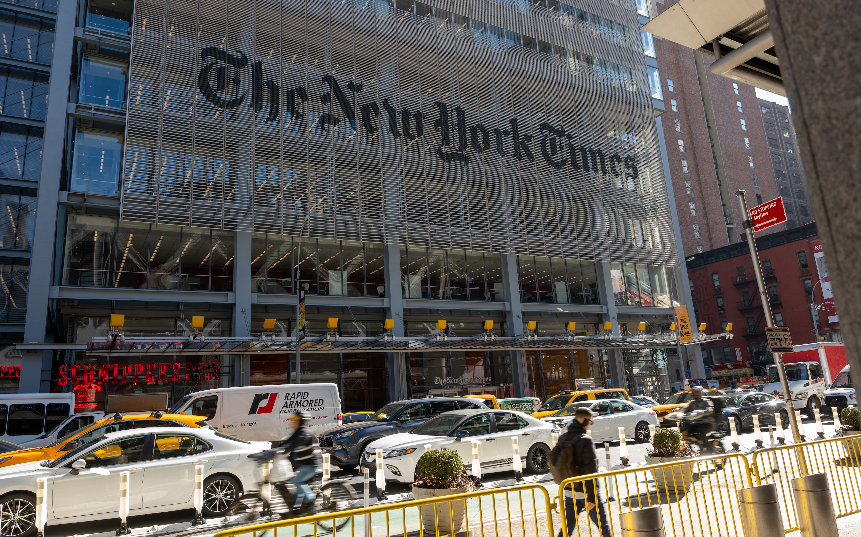 The front of the New York Times building