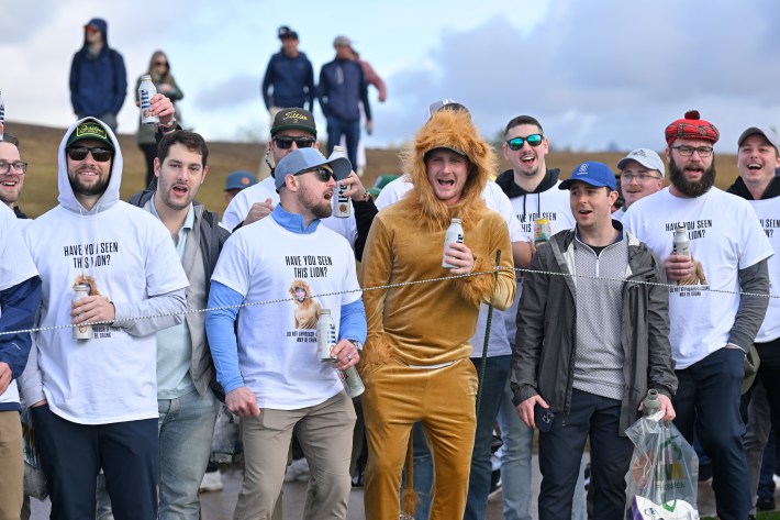 SCOTTSDALE, ARIZONA - FEBRUARY 10: Fans cheer on the 11th hole during the continuation of the second round of WM Phoenix Open at TPC Scottsdale (Stadium Course) on February 10, 2024 in Scottsdale, Arizona.