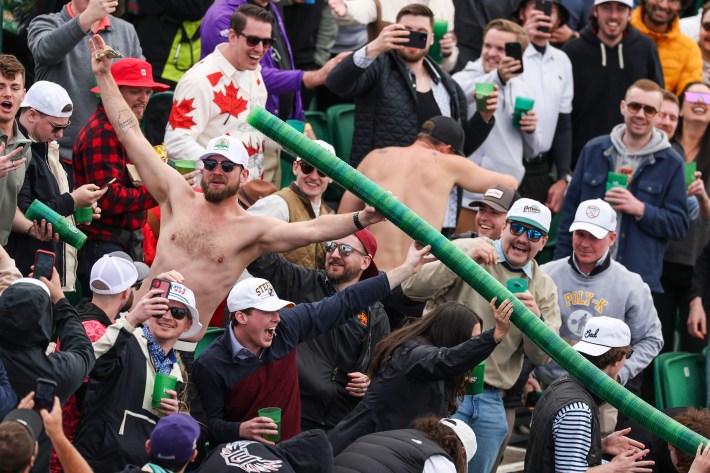 SCOTTSDALE, ARIZONA - FEBRUARY 09: Fans are seen on the 16th green during the second round of the WM Phoenix Open at TPC Scottsdale on February 09, 2024 in Scottsdale, Arizona.