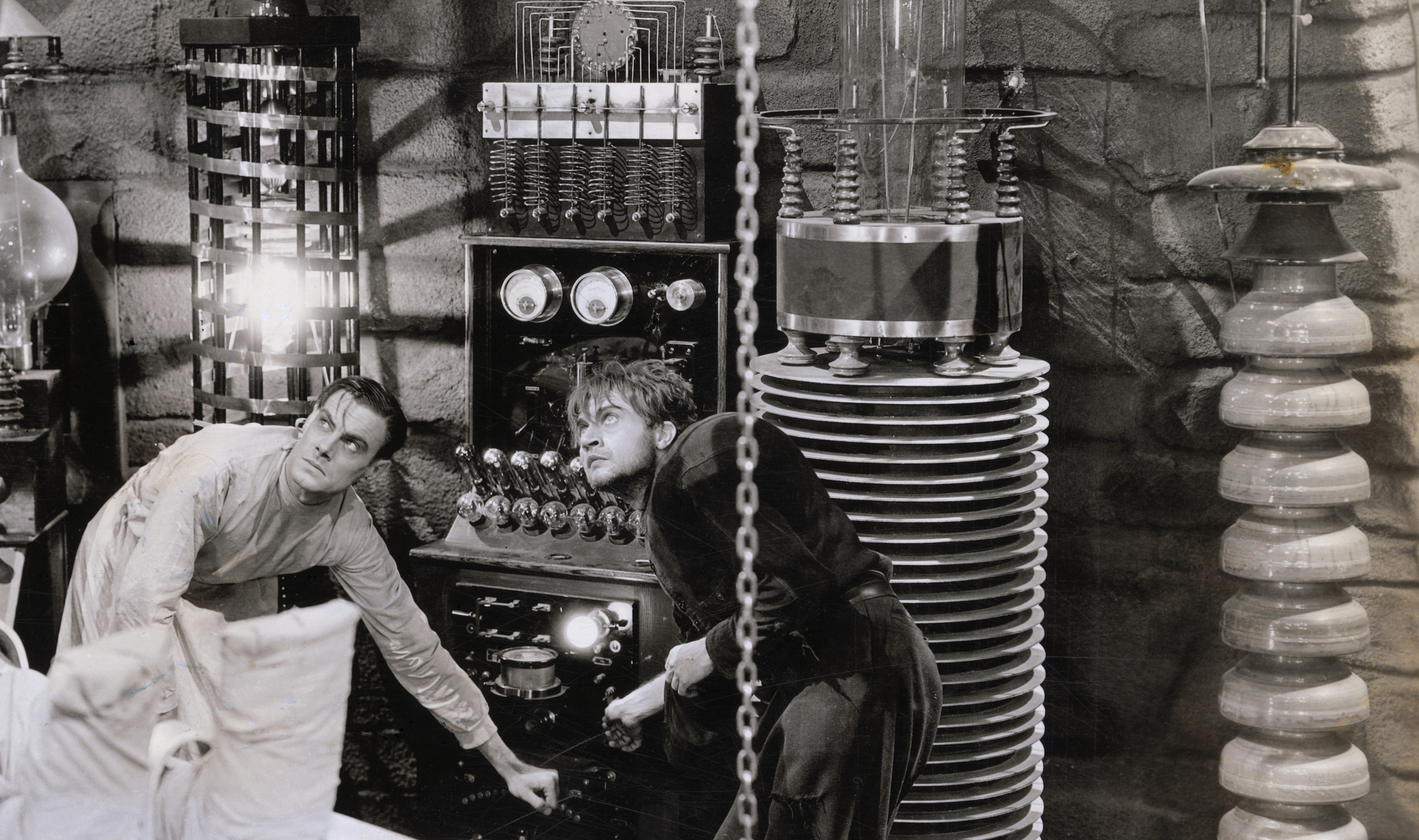 (Original Caption) Frankenstein starring Boris Karloff as The Monster. Scene in the laboratory.