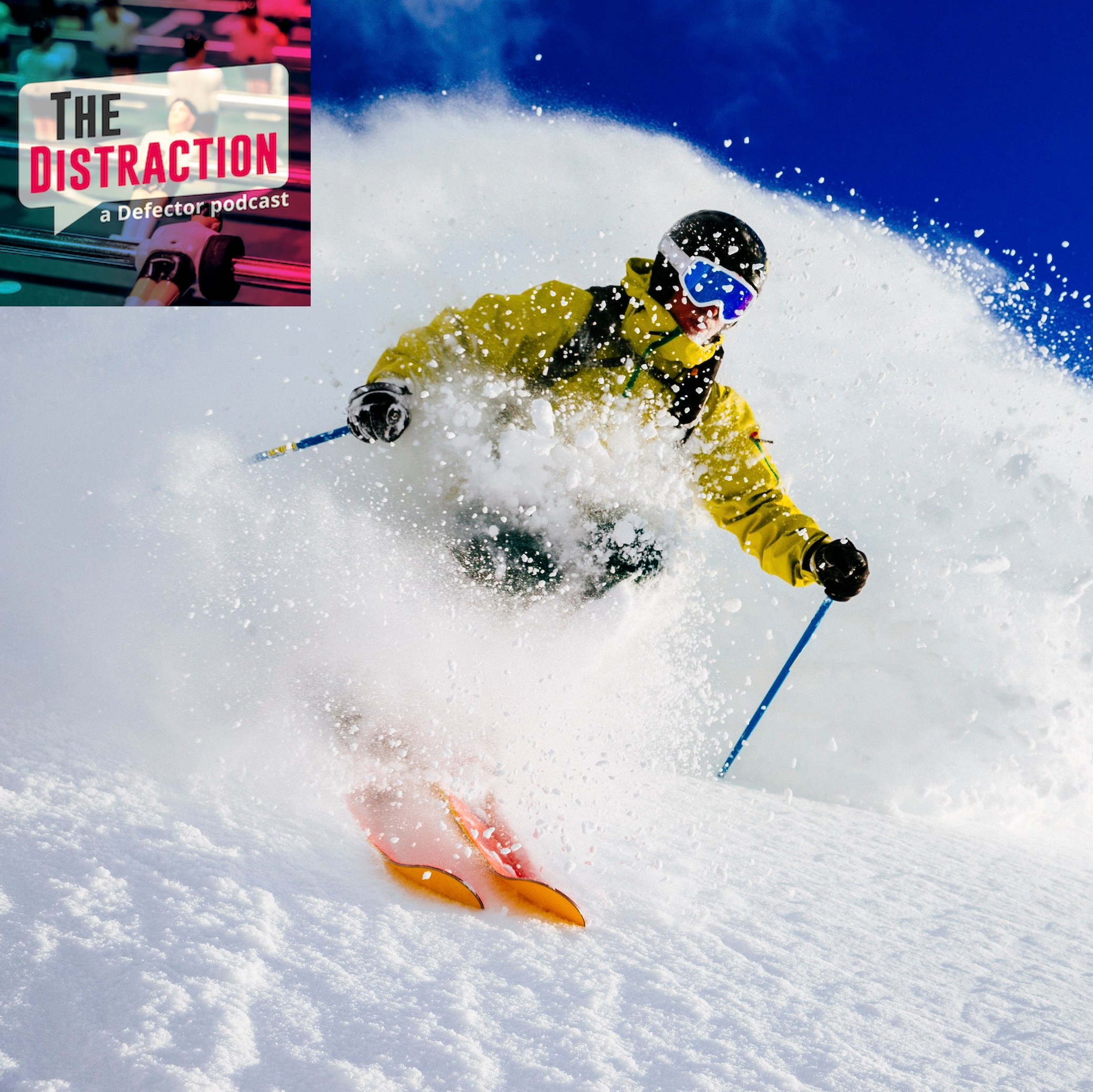 A man skiing fresh powder in Alta, Utah. You might assume from context that the man skiing is Drew Magary, but it is not.
