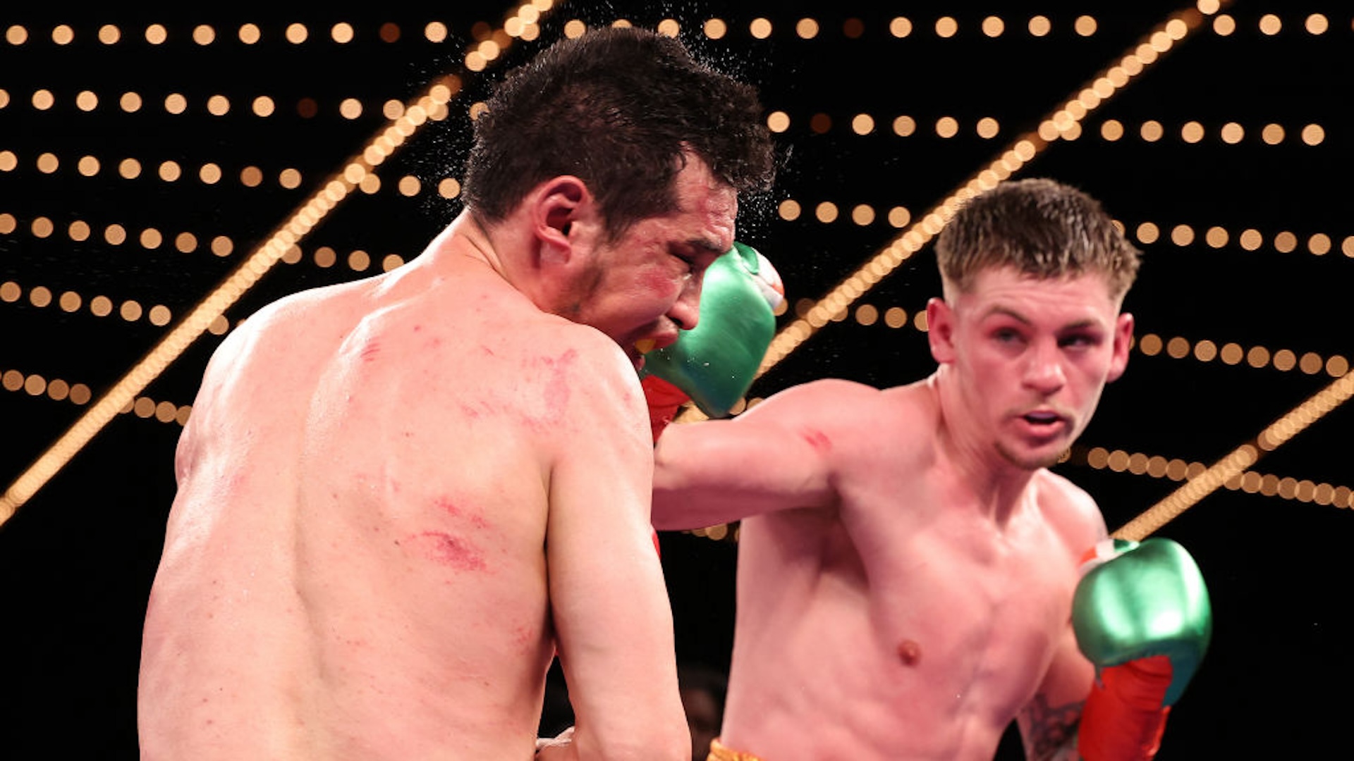 Callum Walsh punches Dauren Yeleussinov during their junior middleweight fight at The Theater at Madison Square Garden on March 15, 2024 in New York City.
