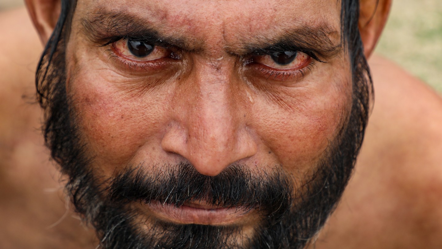 A close-up photo of Shakeel's face after a dive.