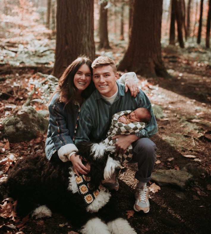 Micky Phillippi with his wife Marissa and son and dog.