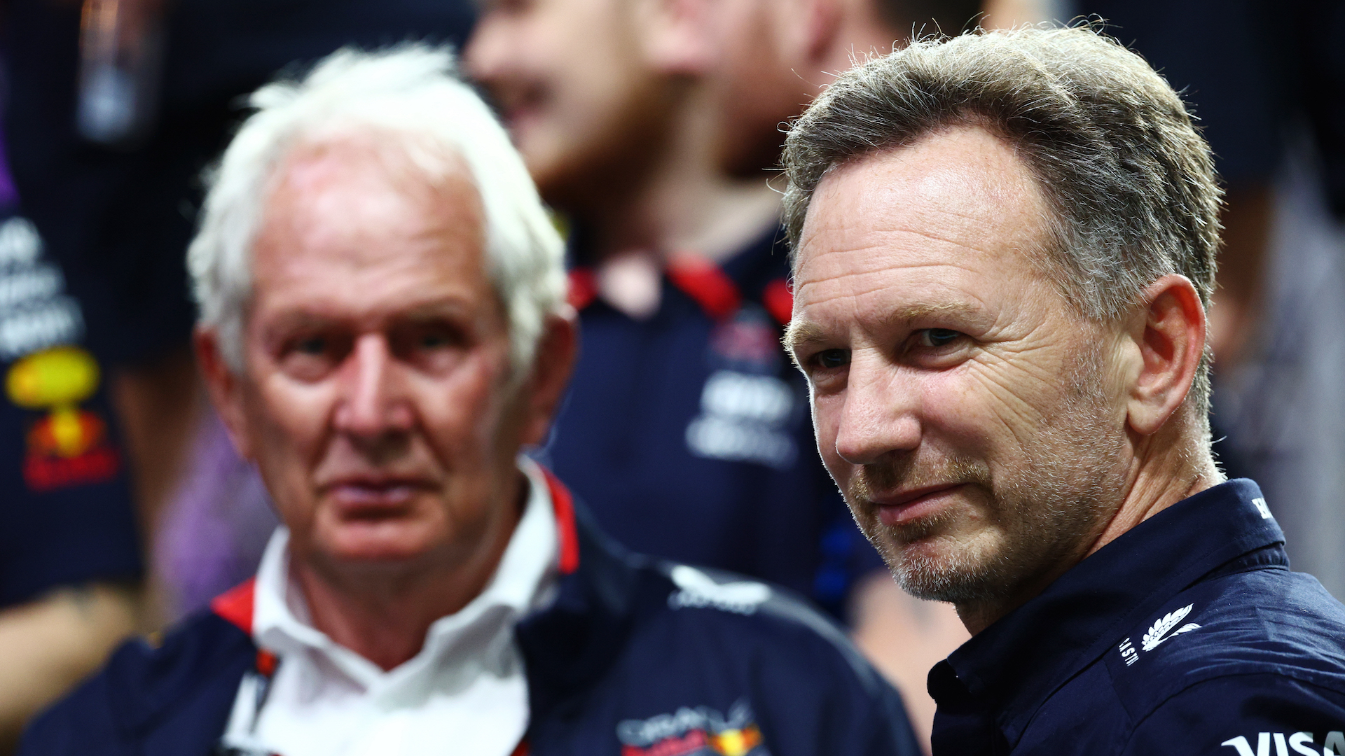 Oracle Red Bull Racing Team Principal Christian Horner looks on in parc ferme during the F1 Grand Prix of Saudi Arabia at Jeddah Corniche Circuit.