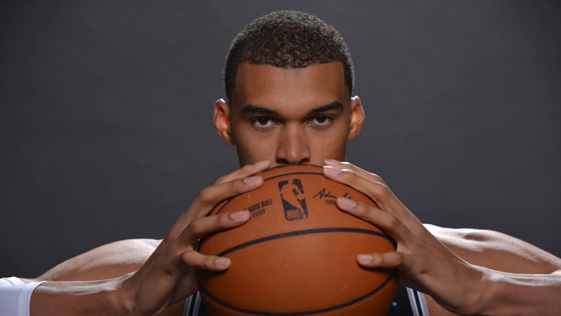 Victor Wembanyama #1 of the San Antonio Spurs poses for a portrait during 2023-24 NBA Media Day on October 2, 2023 at the Frost Bank Center in San Antonio, Texas.