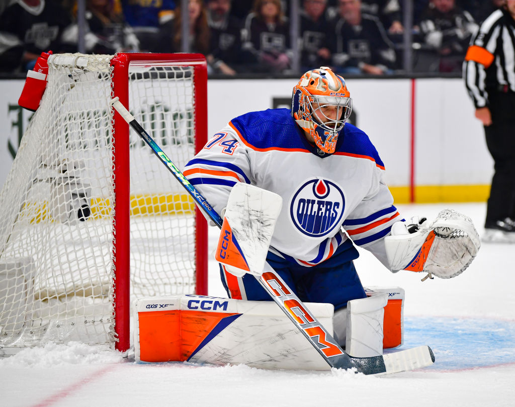 Stuart Skinner on the ice