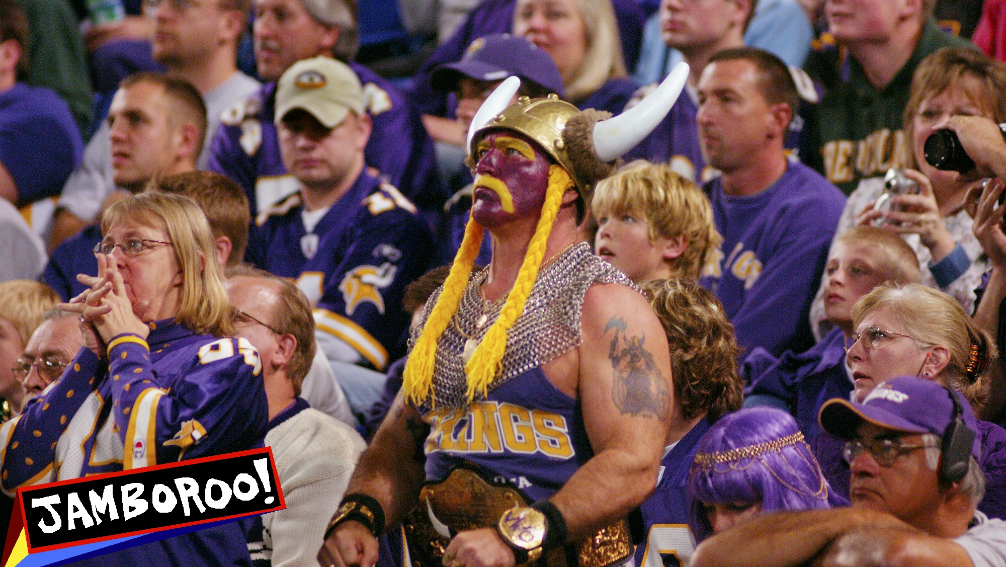 Minnesota Vikings fan dressed up in Viking costume at a National Football League game in the Humphrey Metrodome in Minneapolis, Minnesota. (Photo by LAYNE KENNEDY/Corbis via Getty Images)
