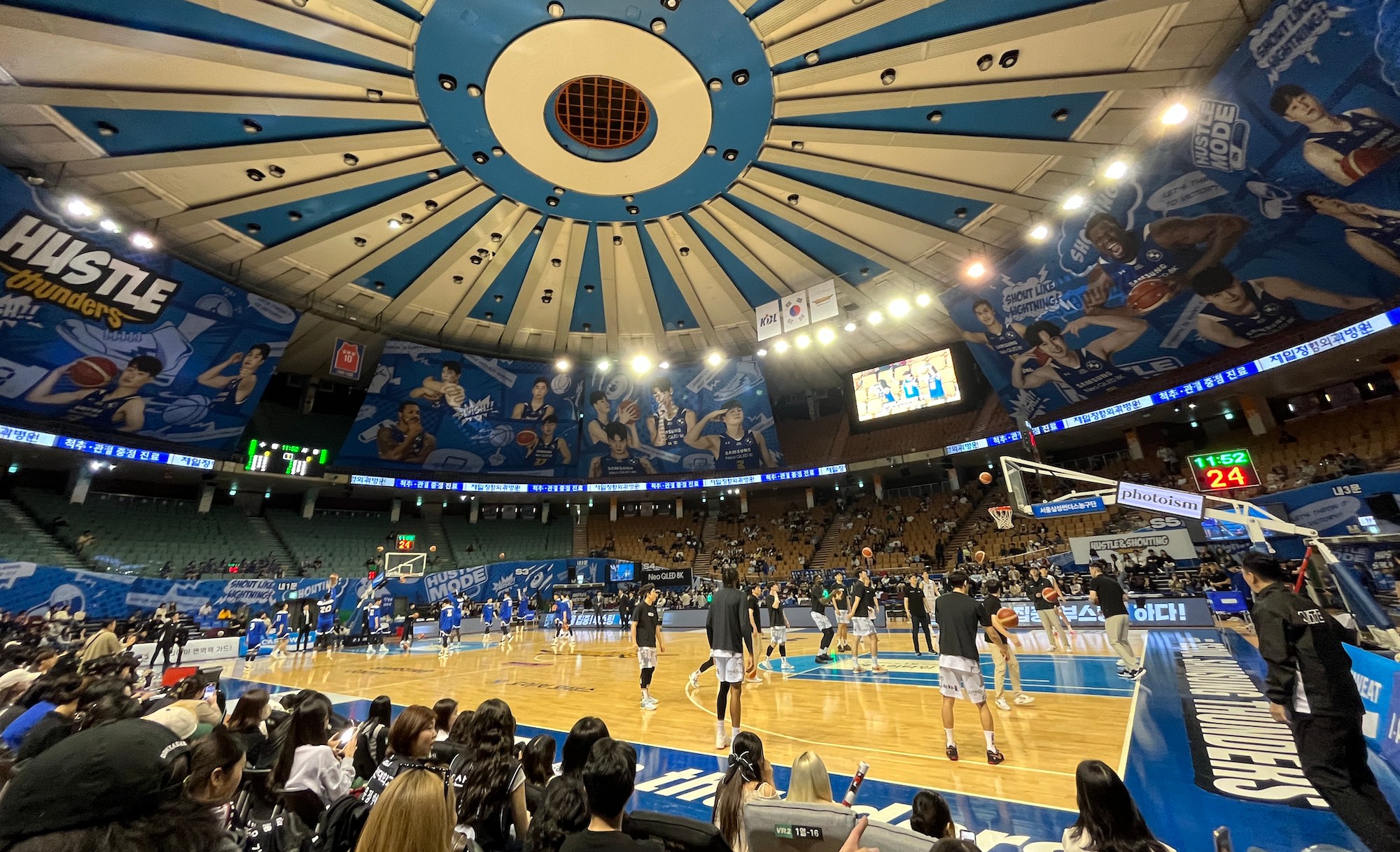 The inside of Jamsil Arena, home of the Korean Basketball League's Seoul Thunders.