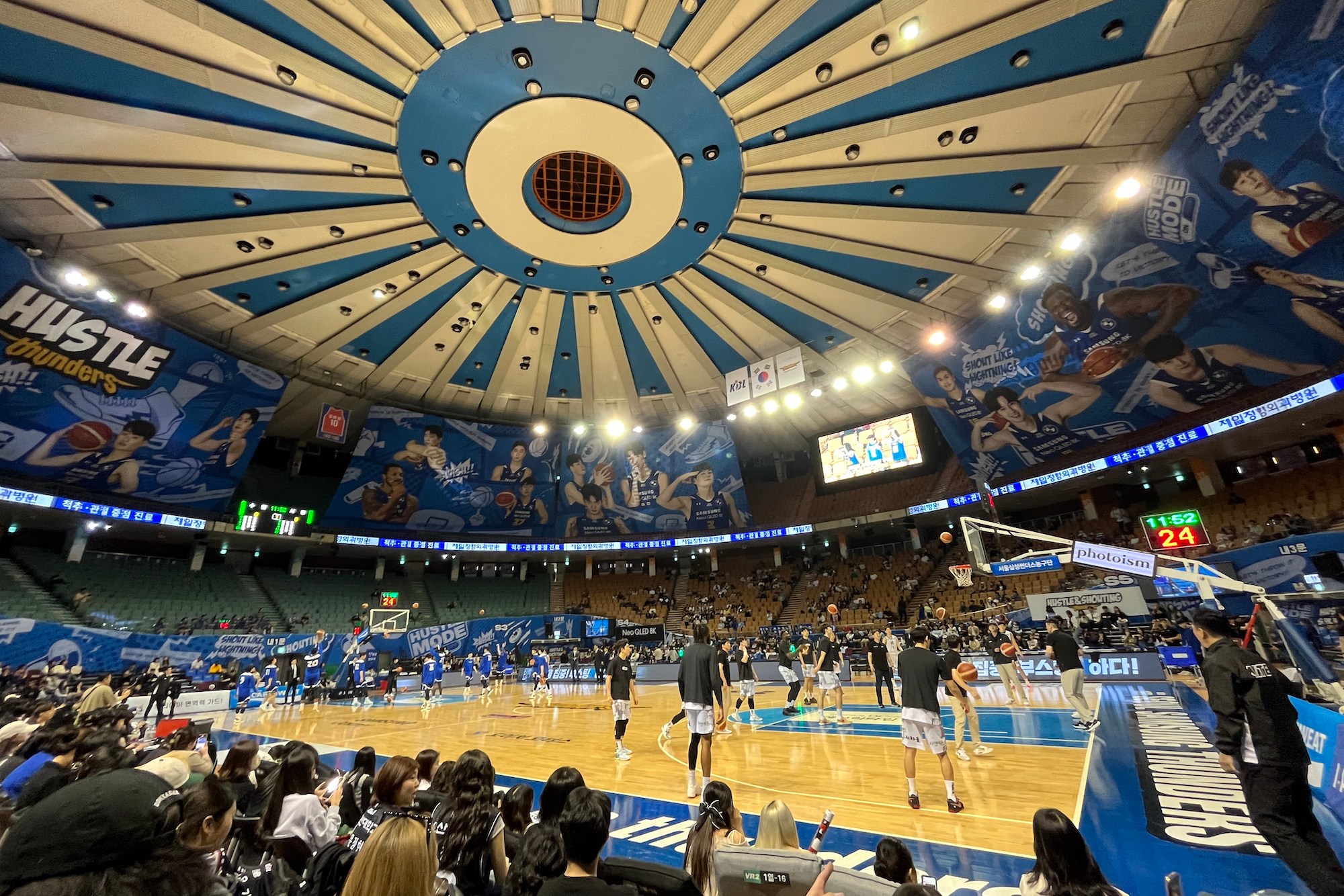 The inside of Jamsil Arena, home of the Korean Basketball League's Seoul Thunders.