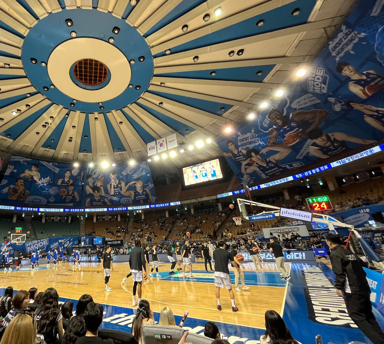 The inside of Jamsil Arena, home of the Korean Basketball League's Seoul Thunders.
