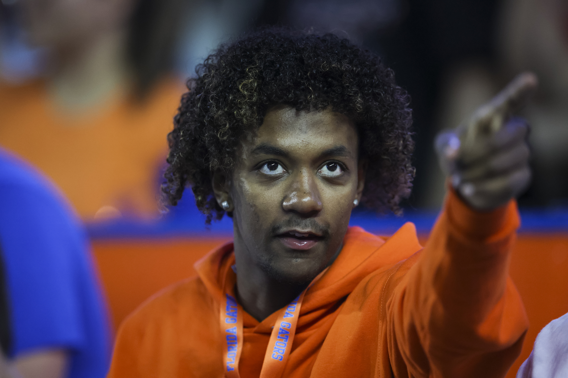 Florida Gators commit Jaden Rashada looks on during the second half of a game between the Florida Gators and the South Carolina Gamecocks at Ben Hill Griffin Stadium on November 12, 2022 in Gainesville, Florida.
