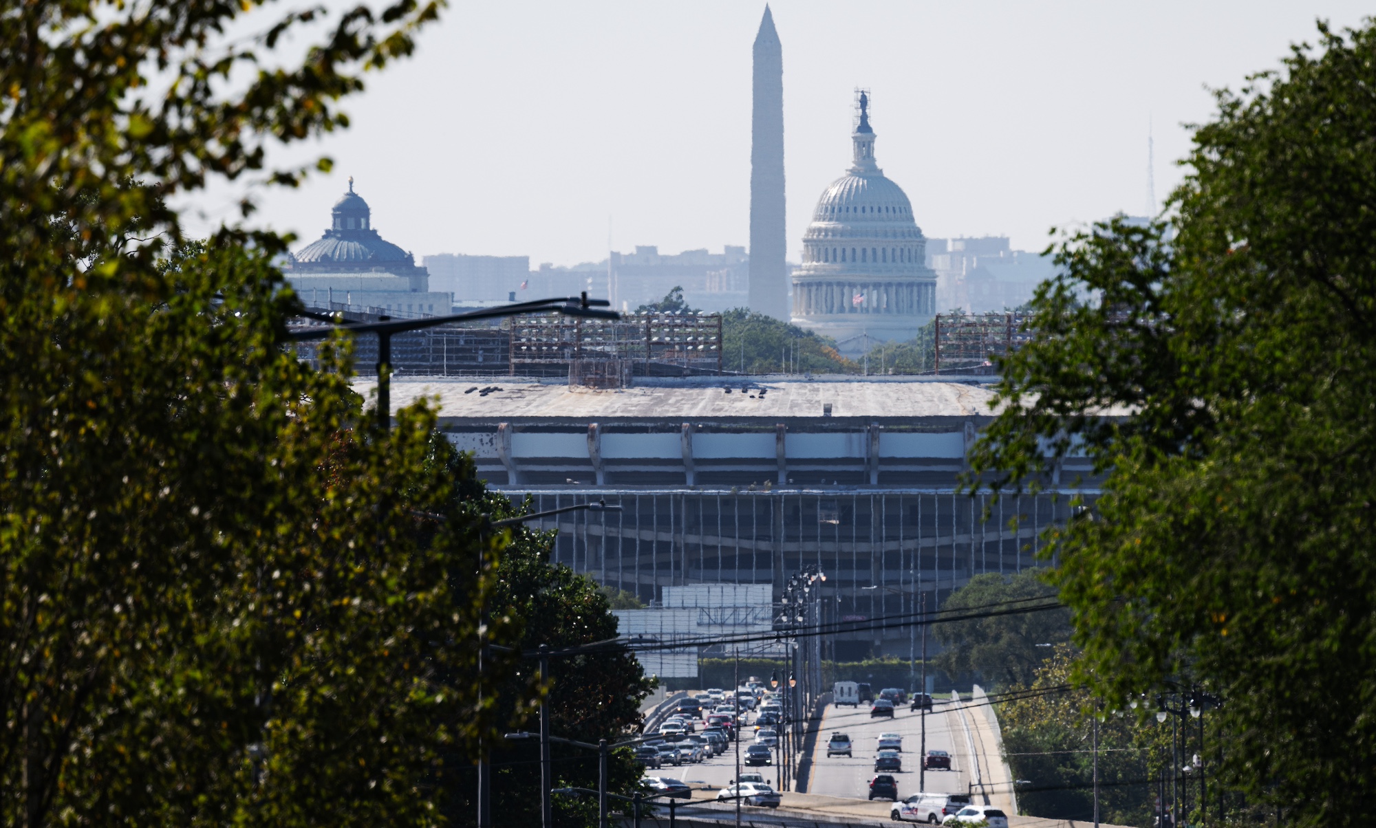 WASHINGTON, DC - SEPTEMBER 27: RFK Stadium is seen from East Capitol Street in Washington, DC on September 27, 2023. (Photo by Craig Hudson for The Washington Post via Getty Images)