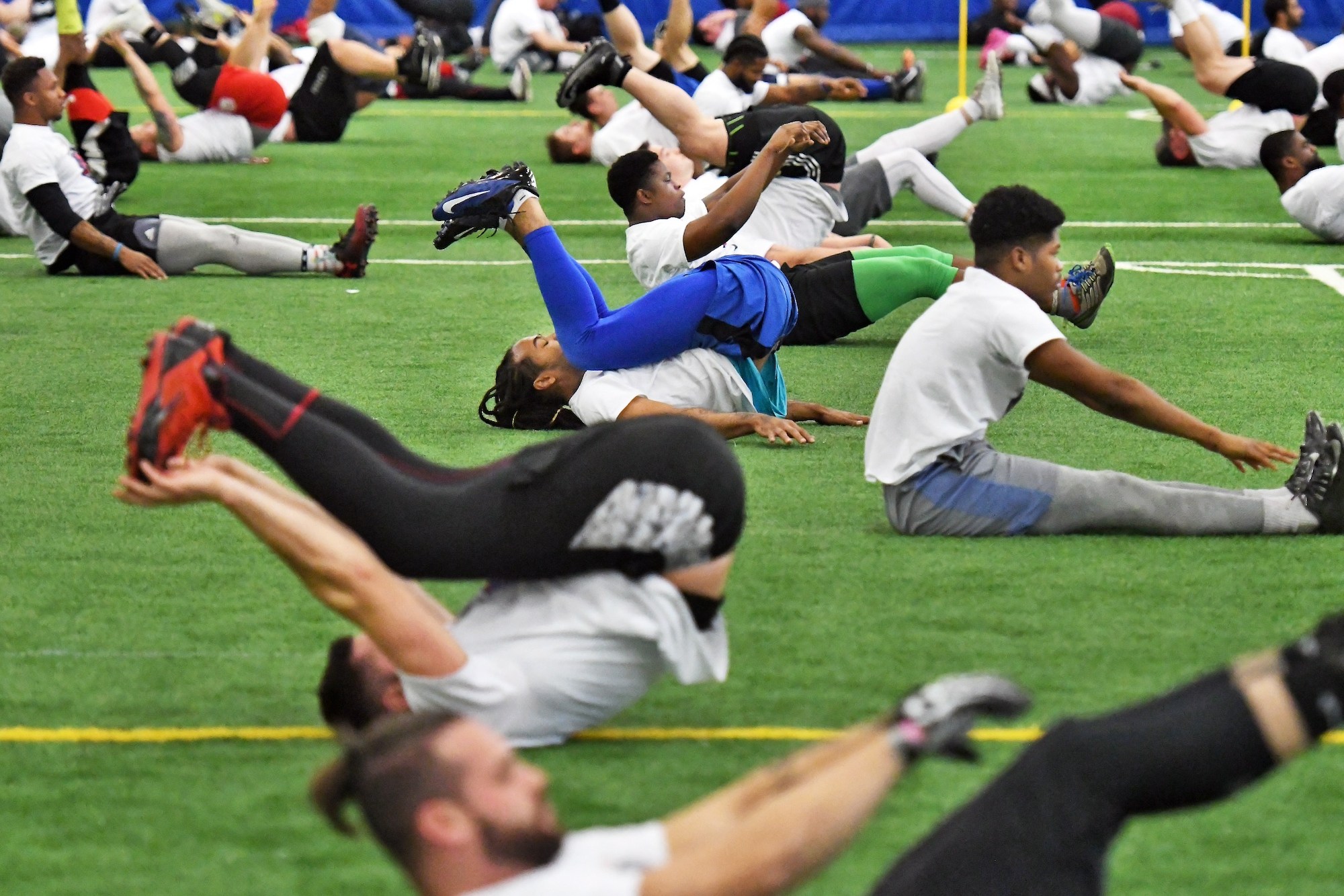 Hundreds of hopefuls try out for the Albany Empires Arena Football League team at Sportsplex Saturday Jan. 27, 2018 in Halfmoon, NY. (Photo by John Carl D'Annibale /Albany Times Union via Getty Images)
