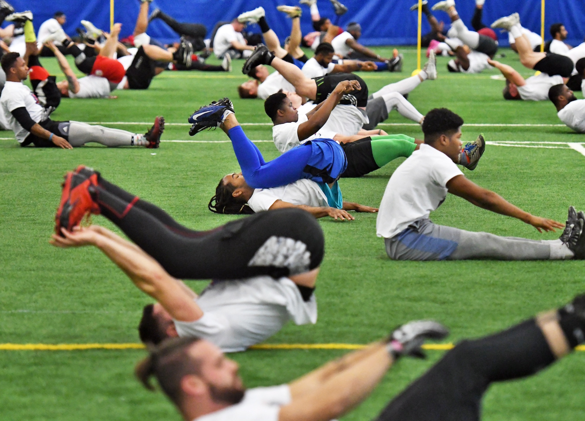 Hundreds of hopefuls try out for the Albany Empires Arena Football League team at Sportsplex Saturday Jan. 27, 2018 in Halfmoon, NY. (Photo by John Carl D'Annibale /Albany Times Union via Getty Images)