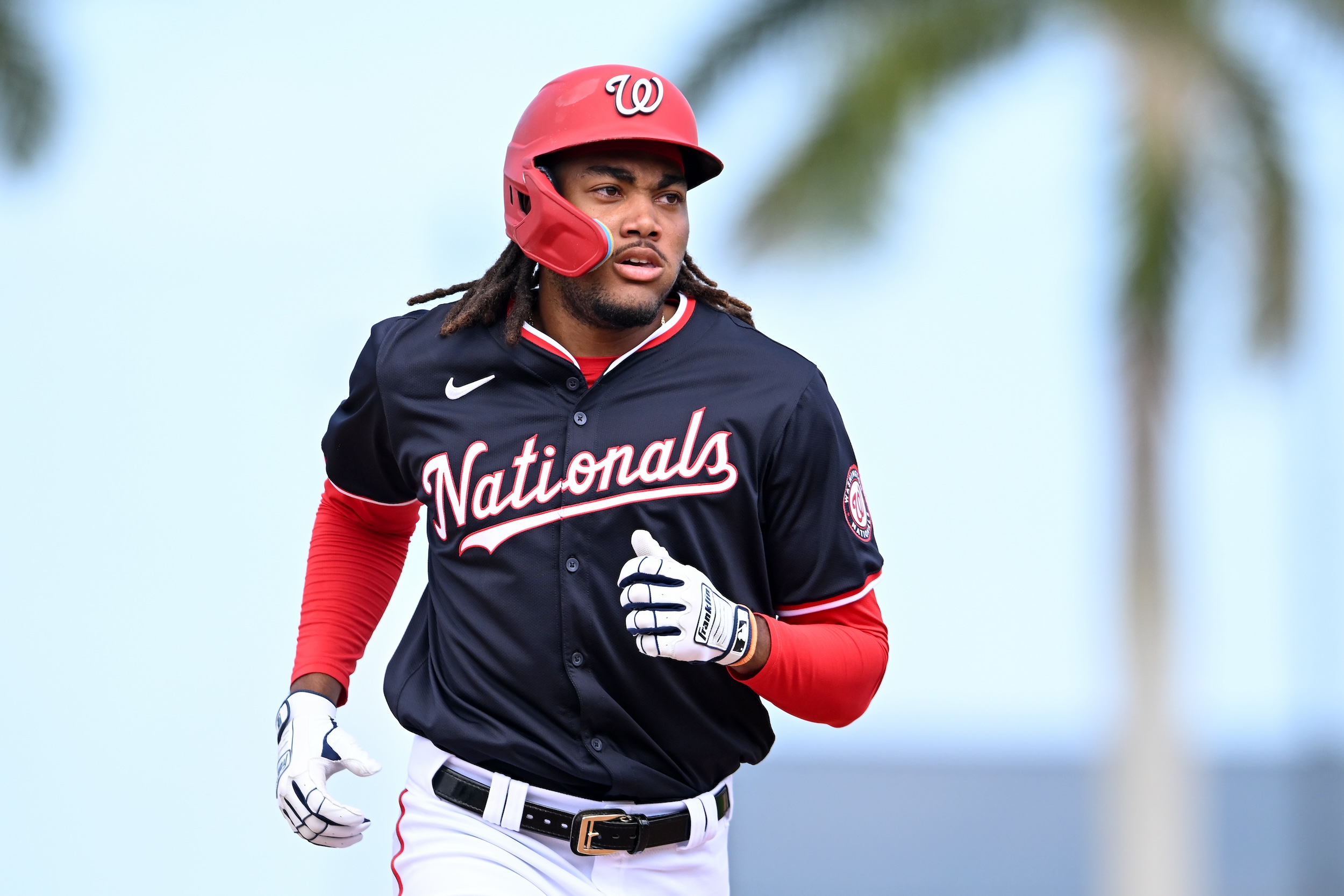 James Wood rounds the bases after hitting a spring training home run.