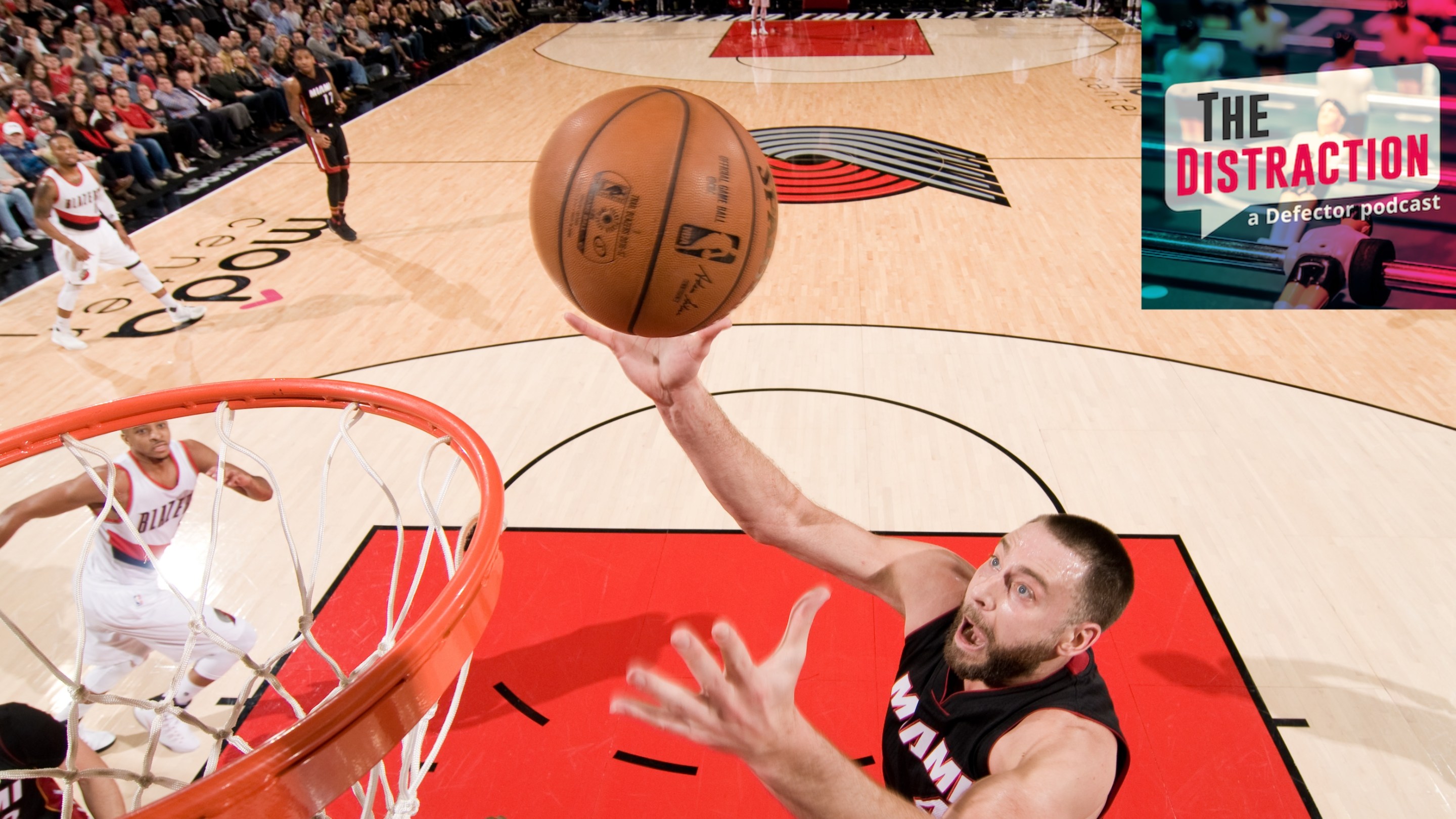 Josh McRoberts of the Miami Heat attacks the hoop in a game agains the Blazers at the Moda Center in Portland in December of 2016.