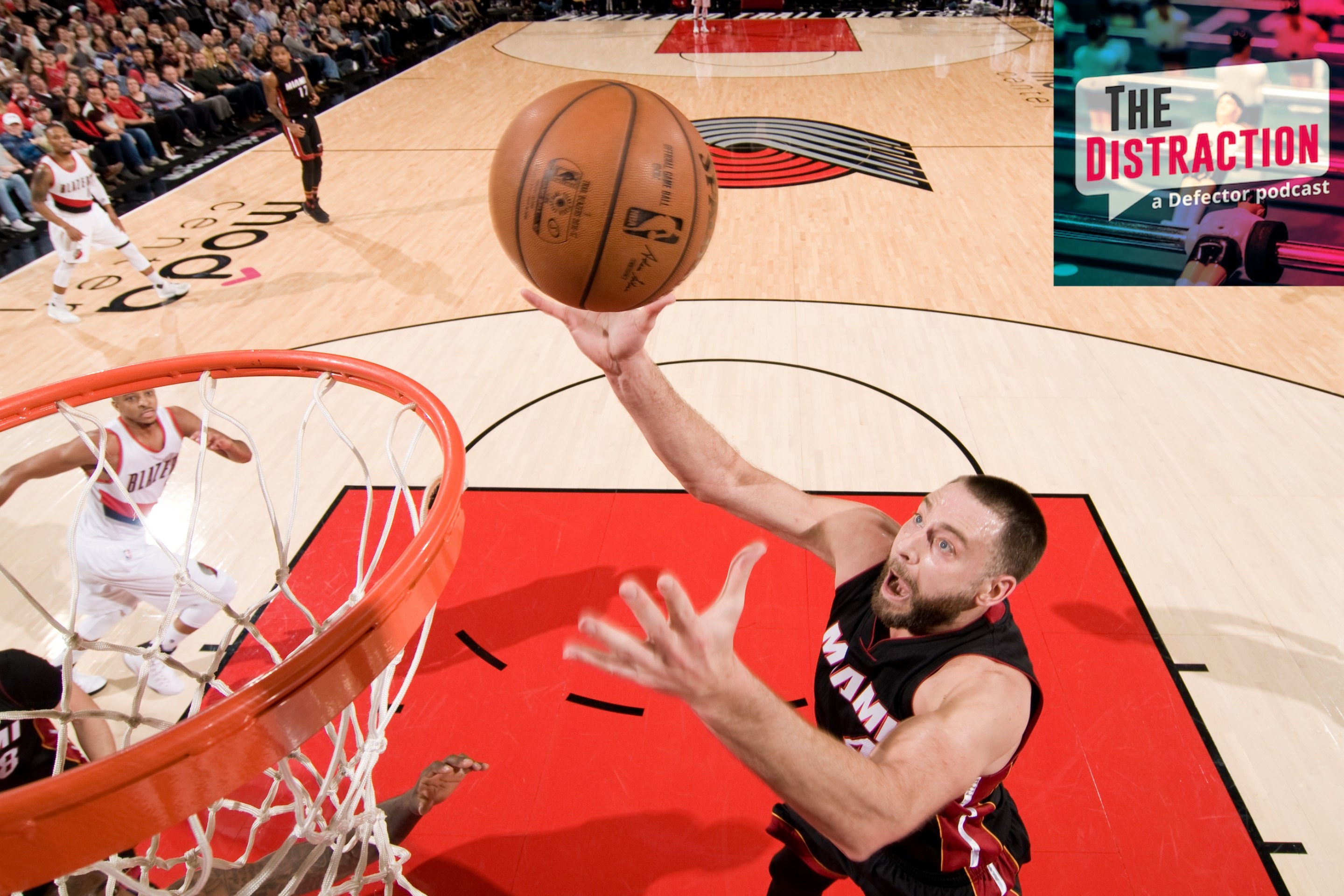 Josh McRoberts of the Miami Heat attacks the hoop in a game agains the Blazers at the Moda Center in Portland in December of 2016.