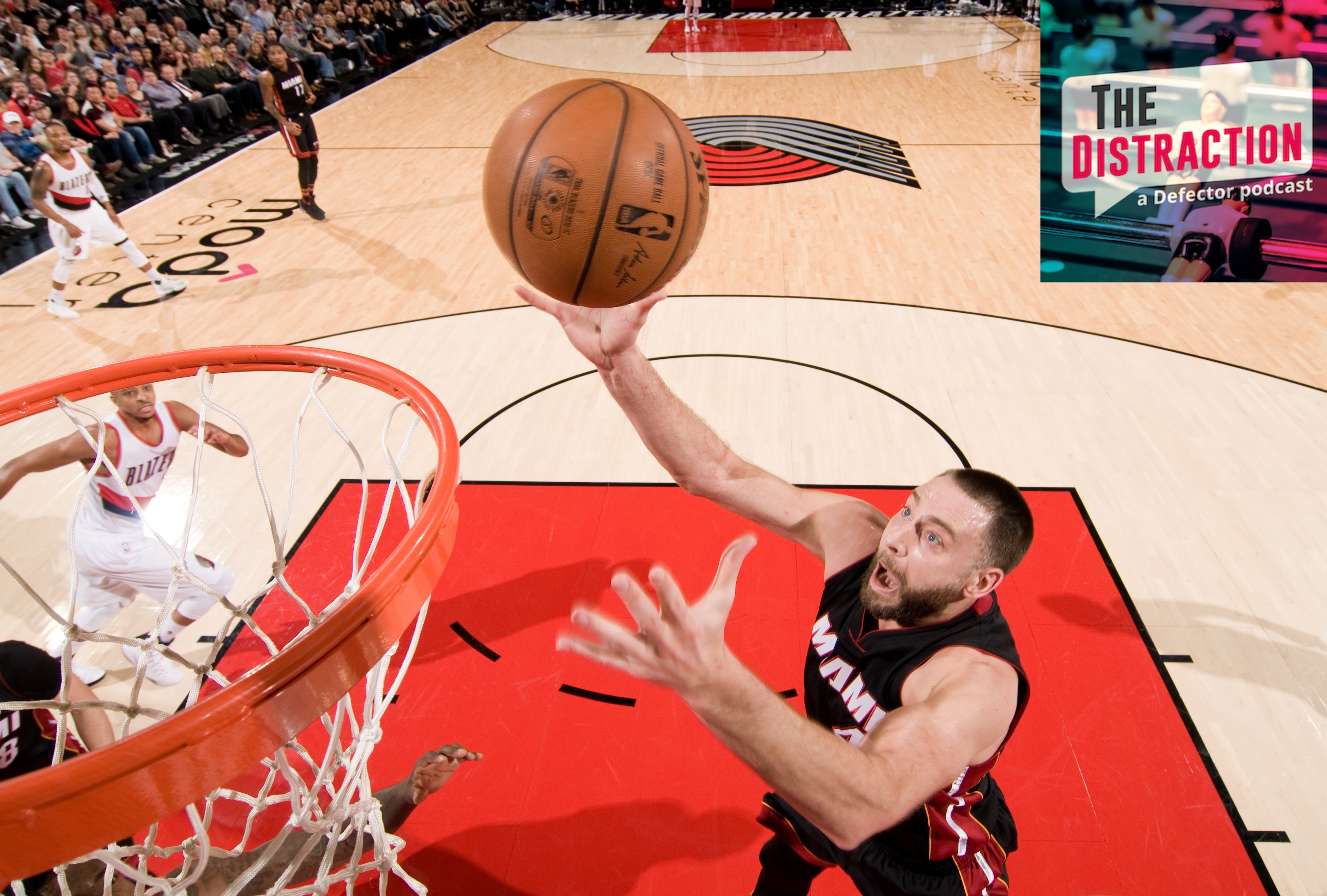 Josh McRoberts of the Miami Heat attacks the hoop in a game agains the Blazers at the Moda Center in Portland in December of 2016.