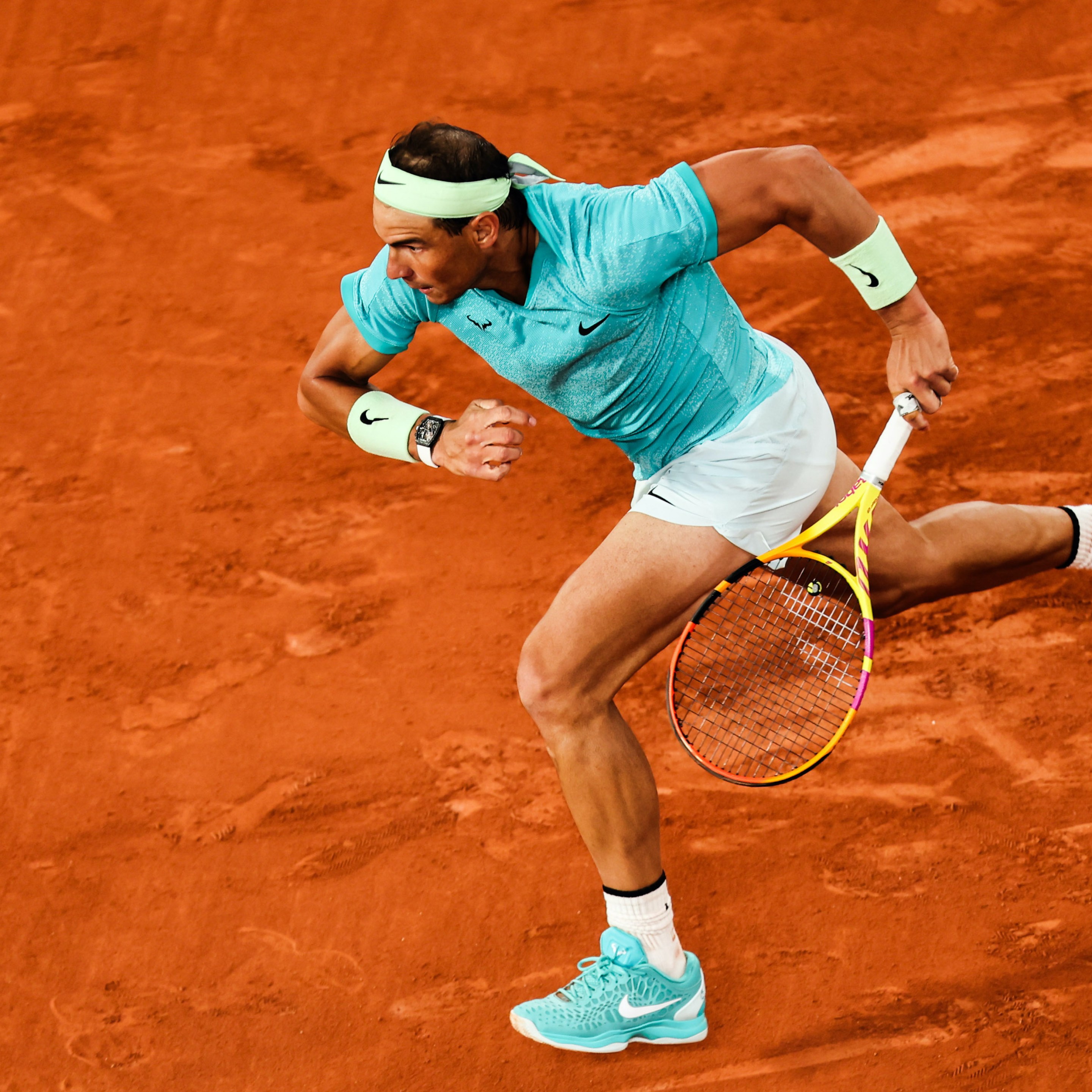 Rafael Nadal is playing against Alexander Zverev in the first round of the men's singles at the Roland Garros French Open tennis tournament in Paris, France, on May 27, 2024.