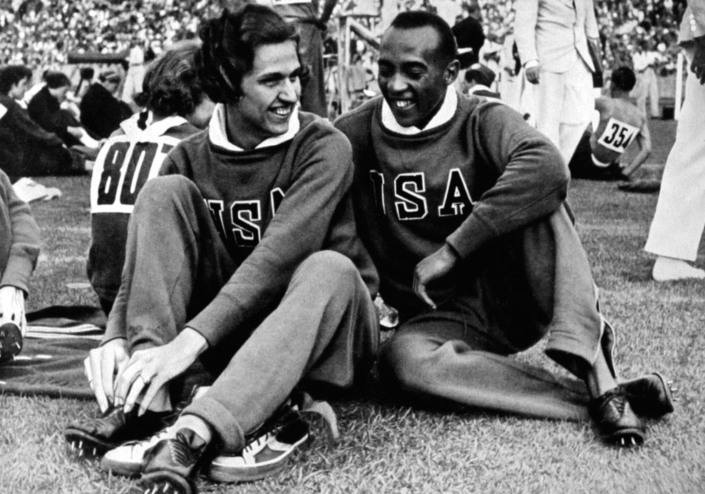 Jesse Owens and Helen Stephens at the 1936 Olympics.