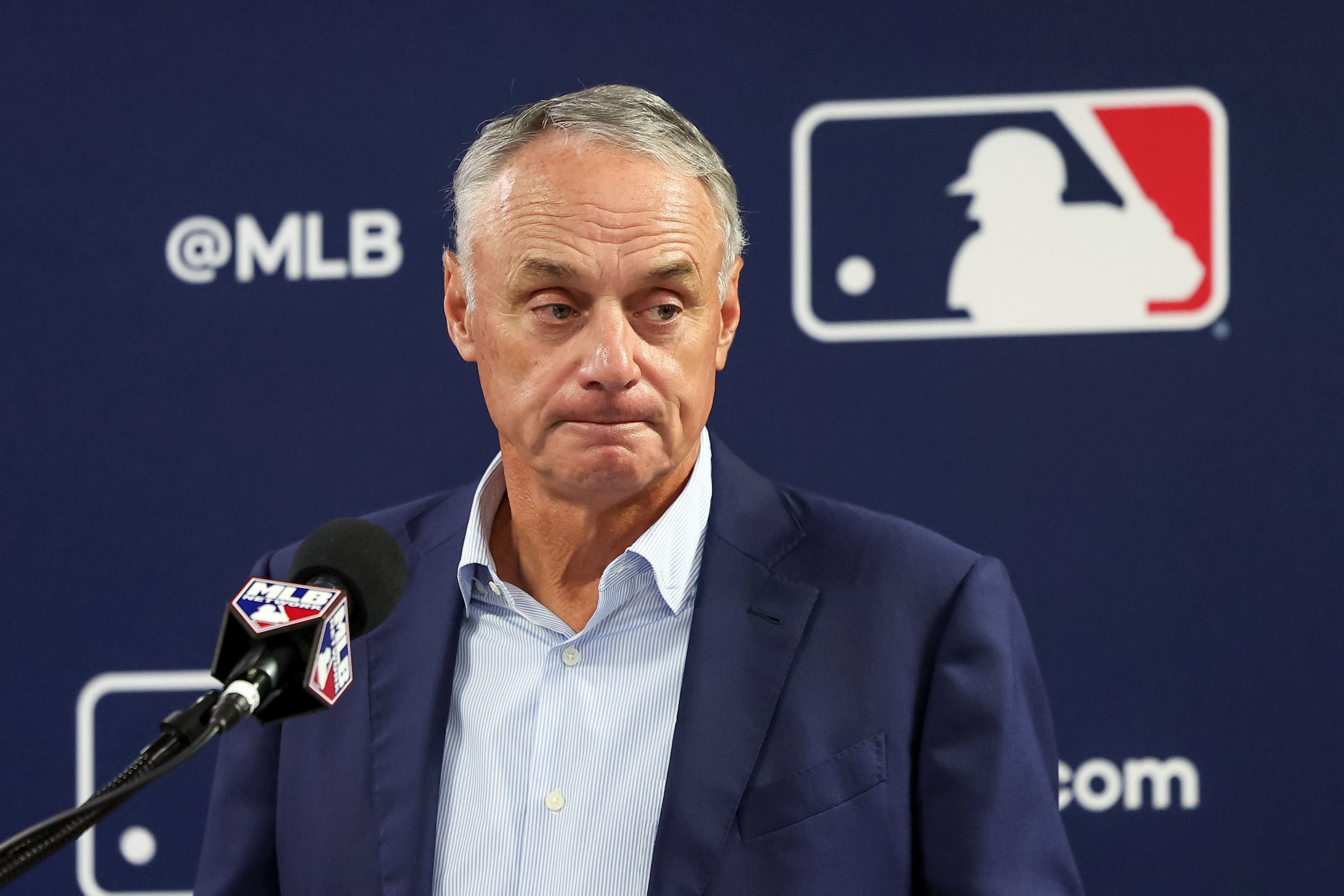 Rob Manfred at a press conference.