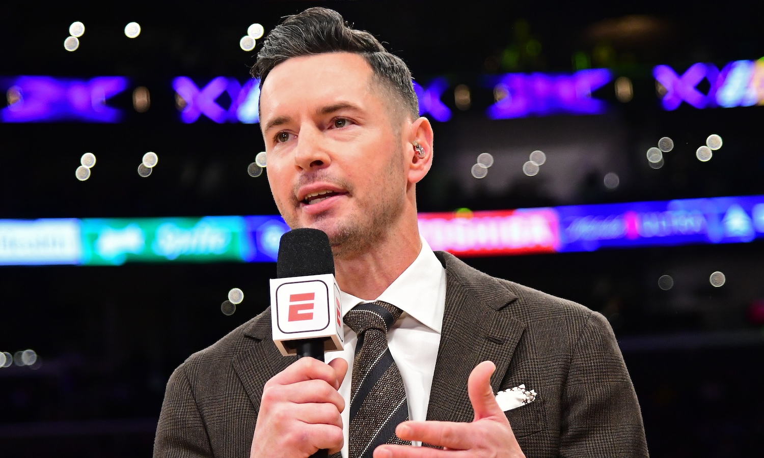 JJ Redick looks on before the game between the Denver Nuggets and the Los Angeles Lakers on March 2, 2024 at Crypto.Com Arena in Los Angeles, California. NOTE TO USER: User expressly acknowledges and agrees that, by downloading and/or using this Photograph, user is consenting to the terms and conditions of the Getty Images License Agreement. Mandatory Copyright Notice: Copyright 2024 NBAE (Photo by Adam Pantozzi/NBAE via Getty Images)