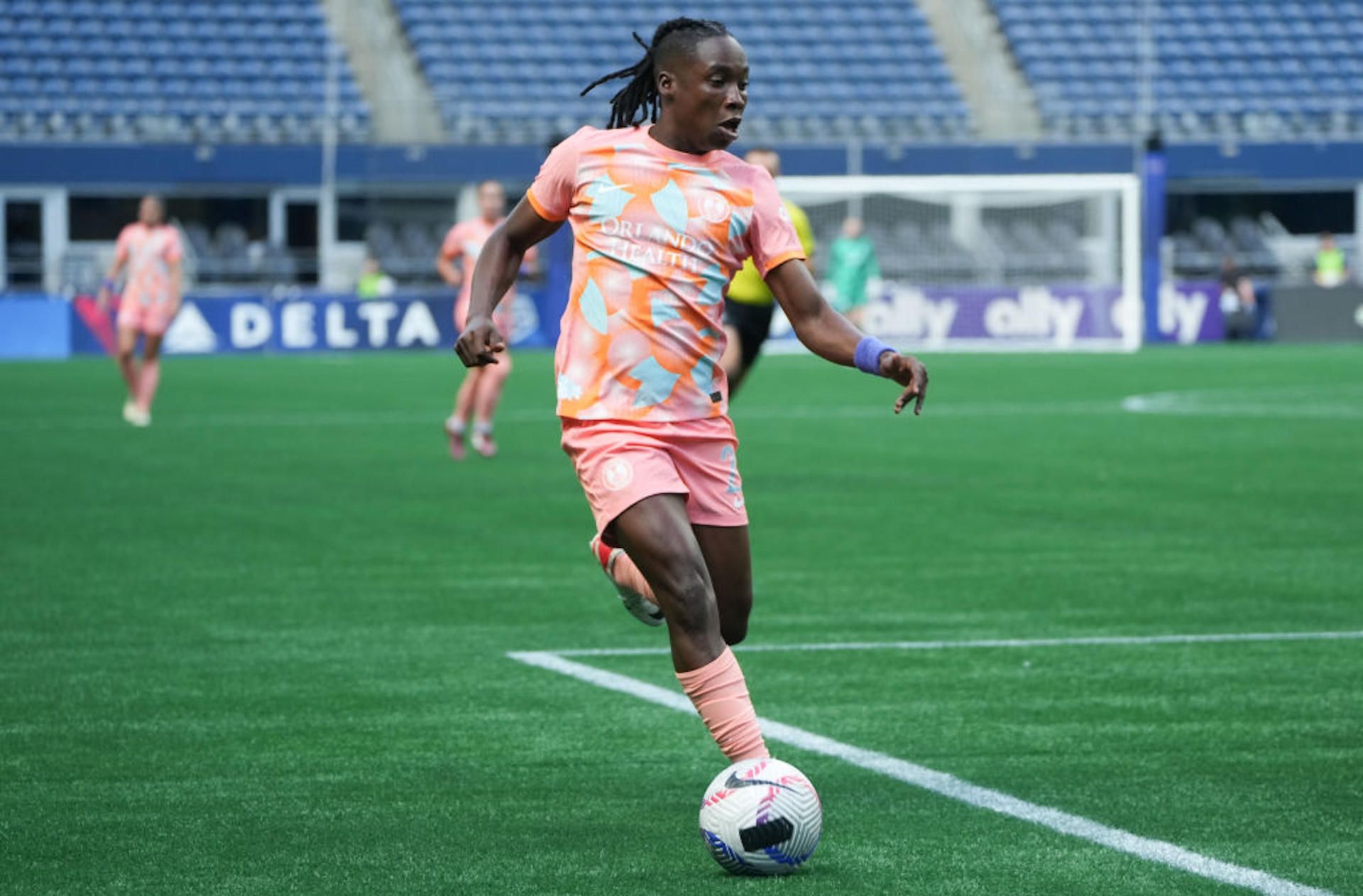 Orlando Pride forward Barbra Banda (22) in action during a NWSL match between the Seattle Reign FC and the Orlando Pride on May 19, 2024 at Lumen Field in Seattle, WA.