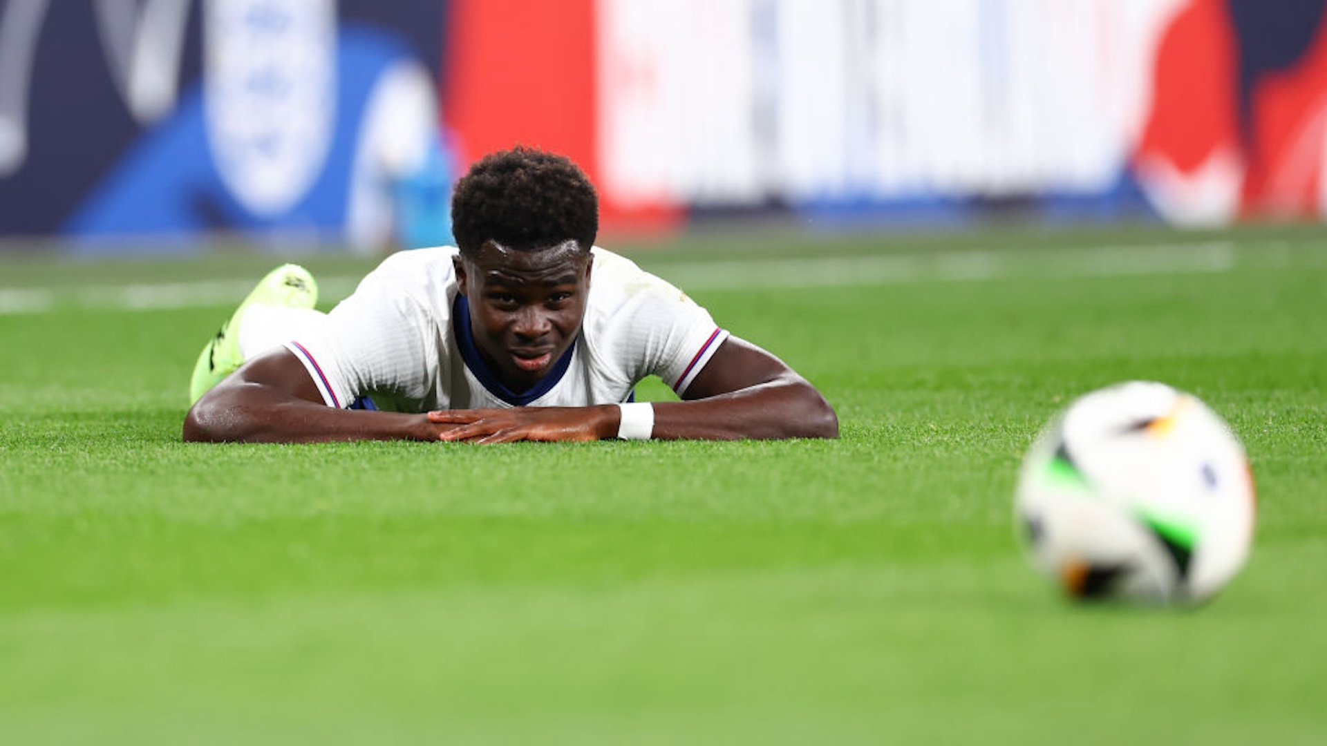 Bukayo Saka of England reacts during the international friendly match between England and Iceland at Wembley Stadium on June 7, 2024 in London, England.