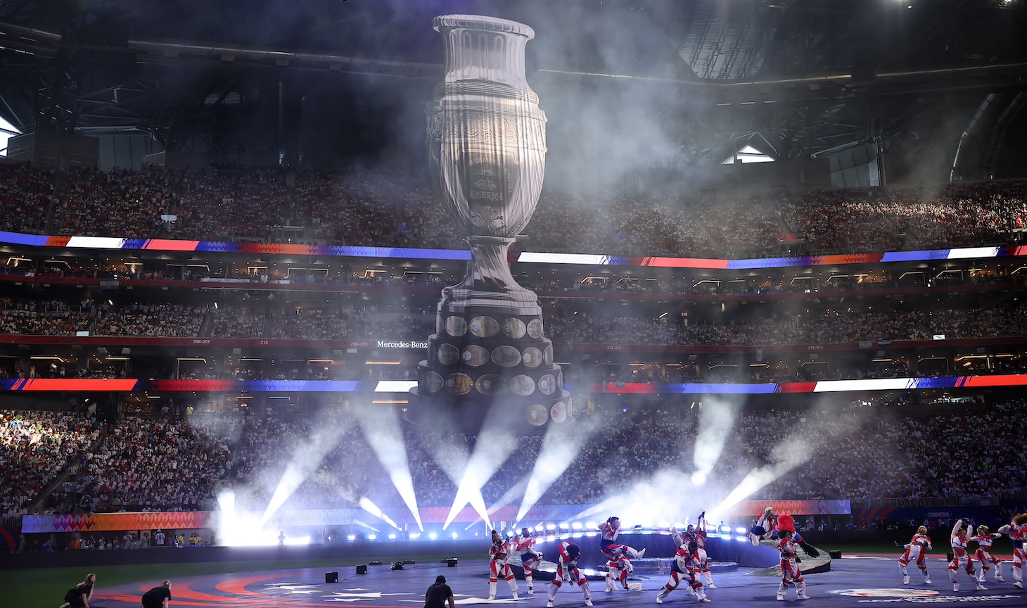 A general view of pregame ceremonies before the CONMEBOL Copa America match between Argentina and Canada on June 20, 2024 at Mercedes Benz Stadium in Atlanta, Georgia.
