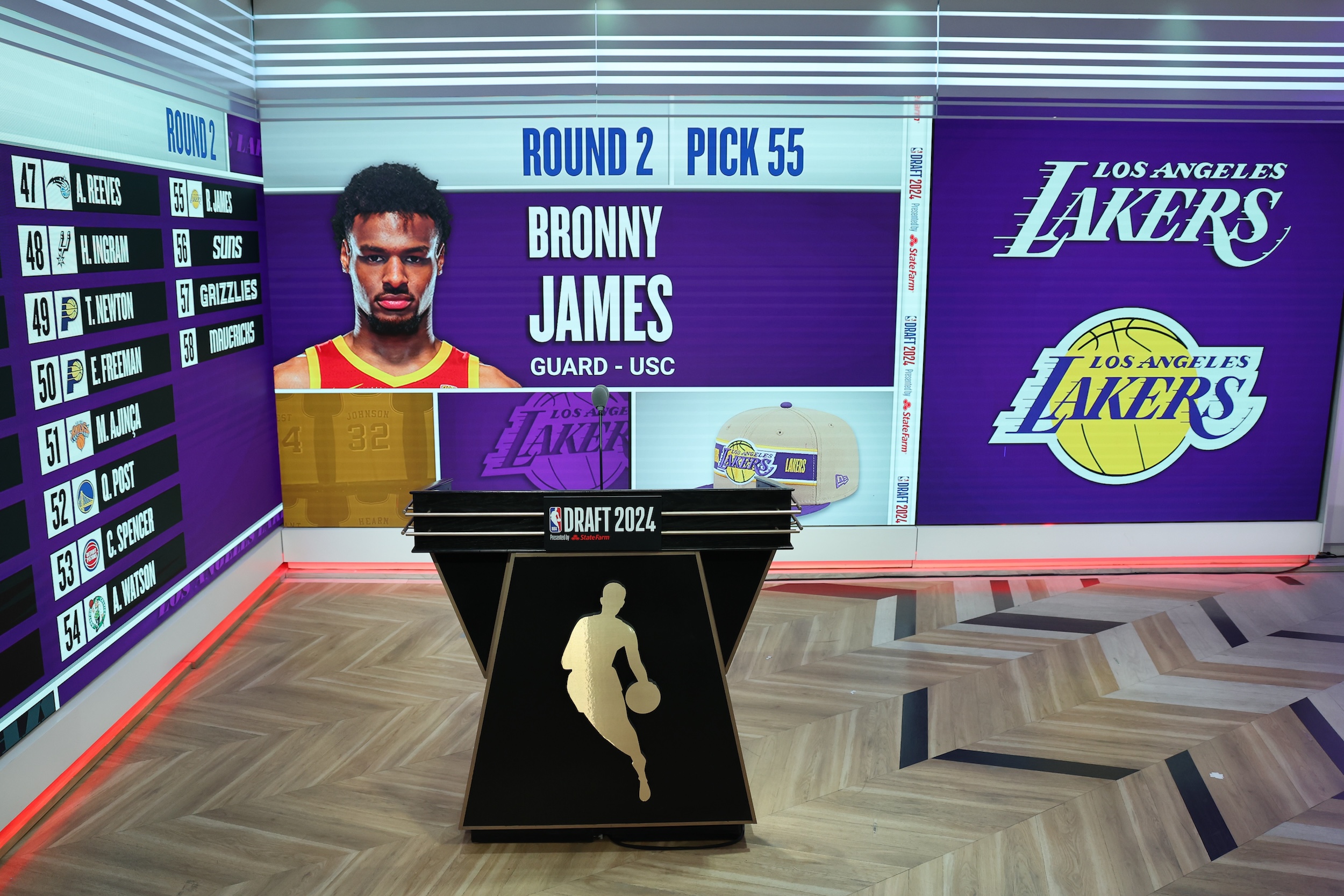 Bronny James is drafted by the Los Angeles Lakers.