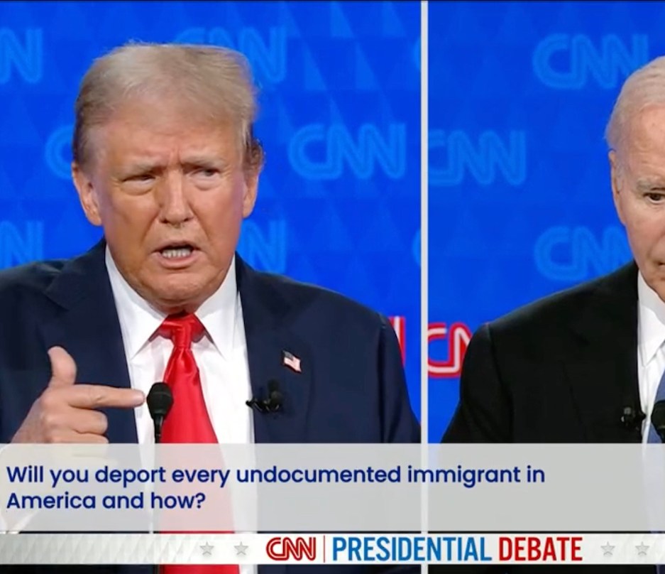Donald Trump and Joe Biden, looking like a couple of brain-ruined old mummies during their presidential debate.