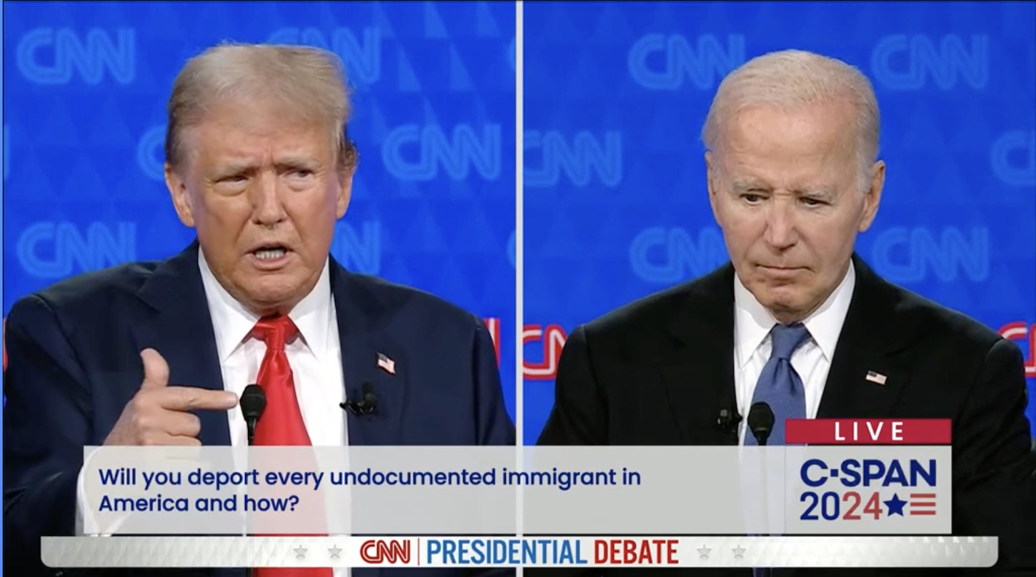 Donald Trump and Joe Biden, looking like a couple of brain-ruined old mummies during their presidential debate.