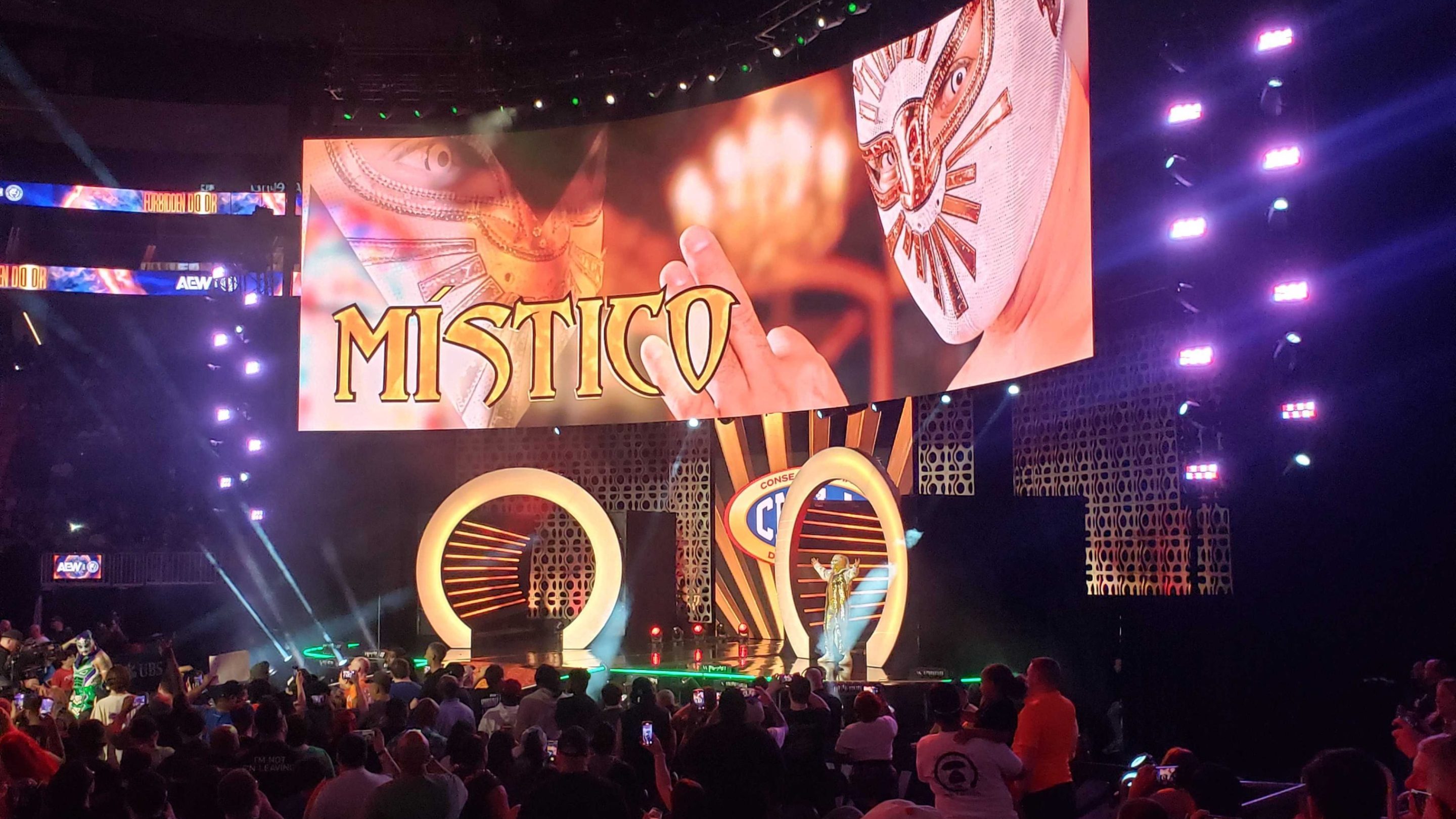 Mistico makes his entrance at Forbidden Door