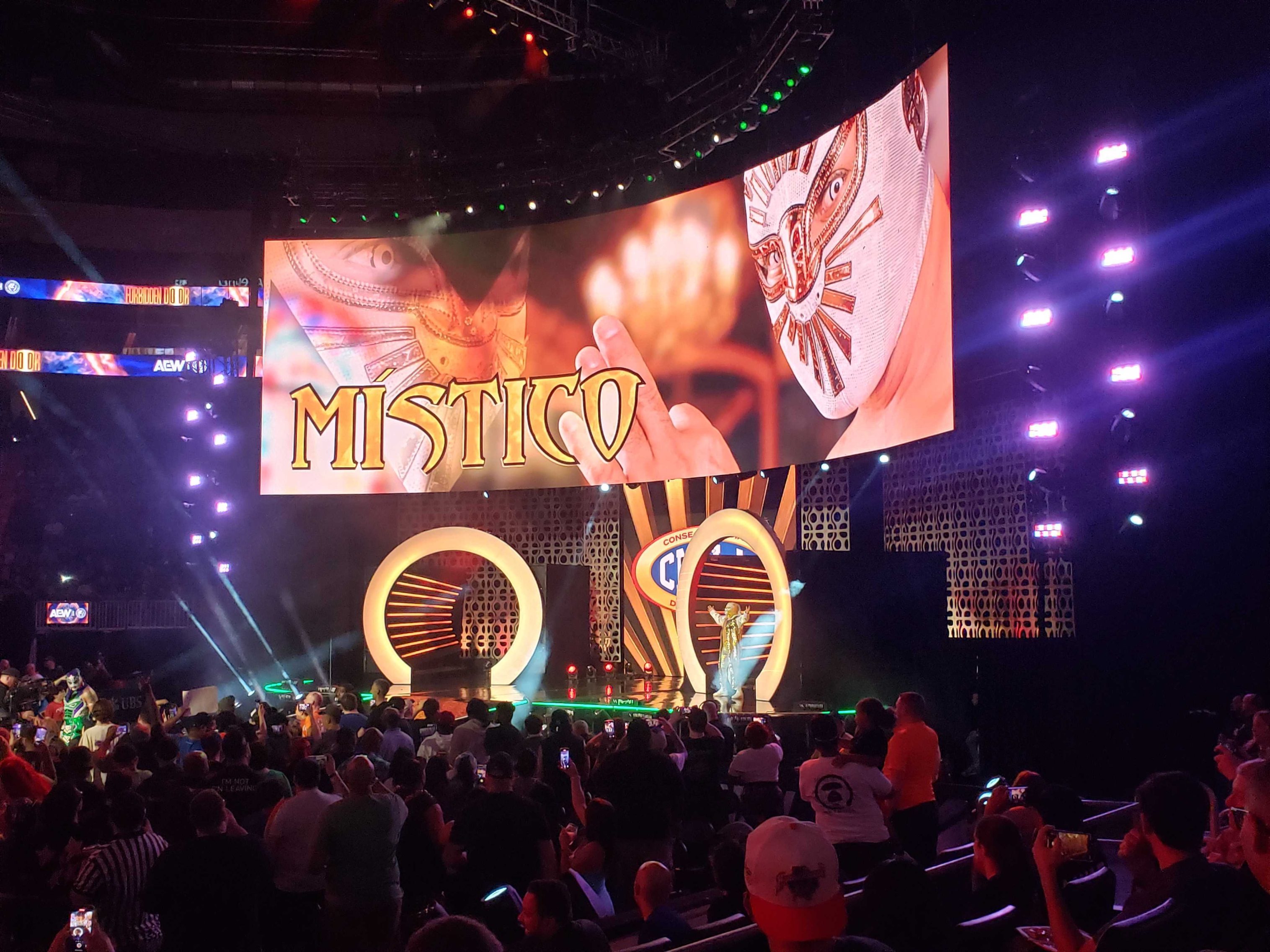 Mistico makes his entrance at Forbidden Door