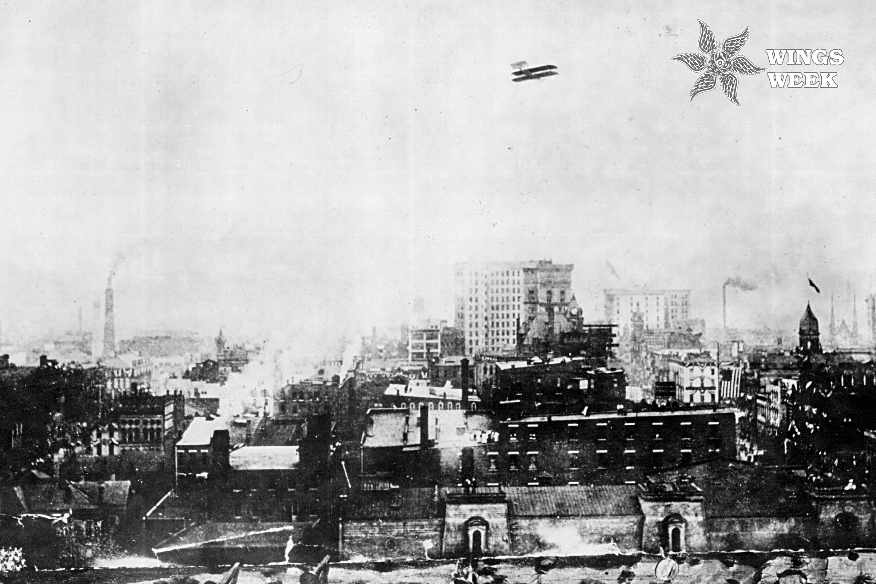 380357 05: Orville Wright flying over Dayton, OH in September of 1910. (Photo by National Archive/Newsmakers)