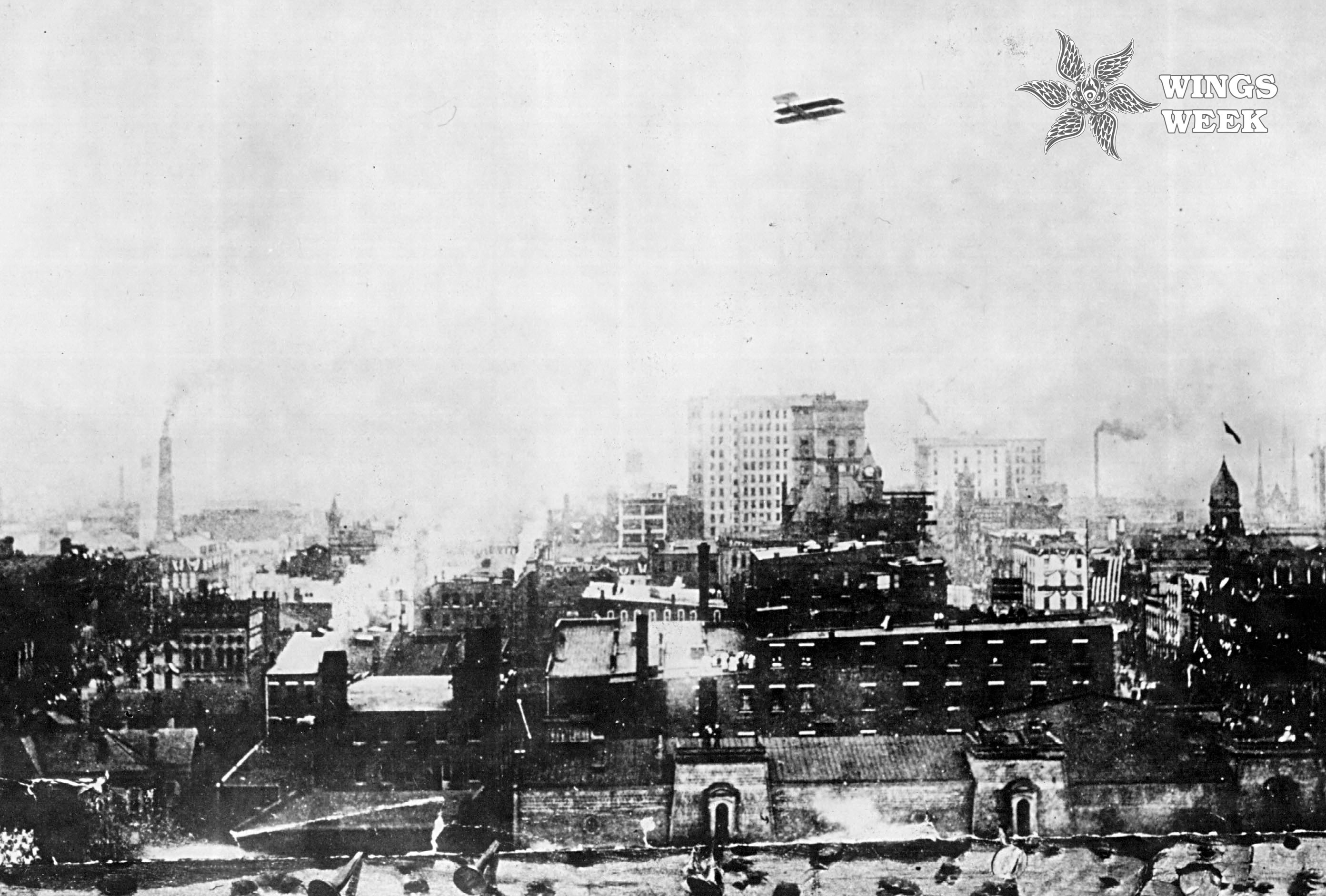 380357 05: Orville Wright flying over Dayton, OH in September of 1910. (Photo by National Archive/Newsmakers)