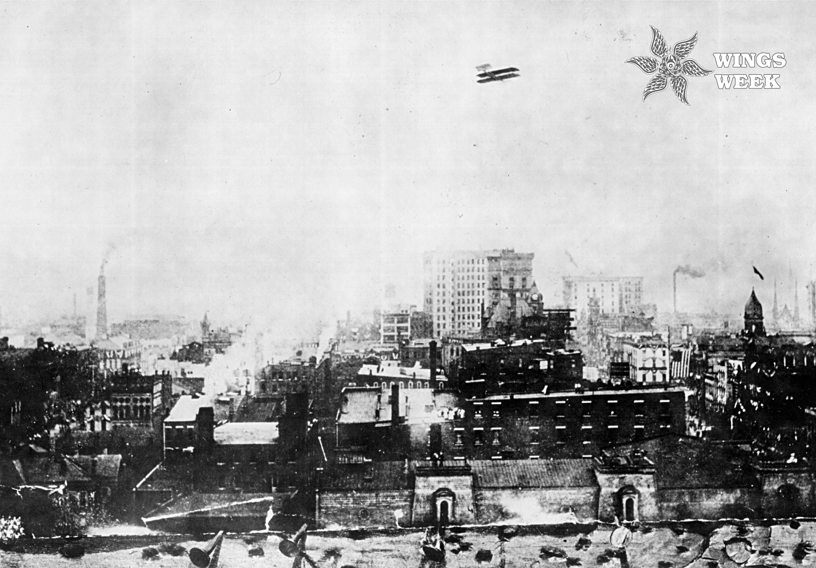 380357 05: Orville Wright flying over Dayton, OH in September of 1910. (Photo by National Archive/Newsmakers)