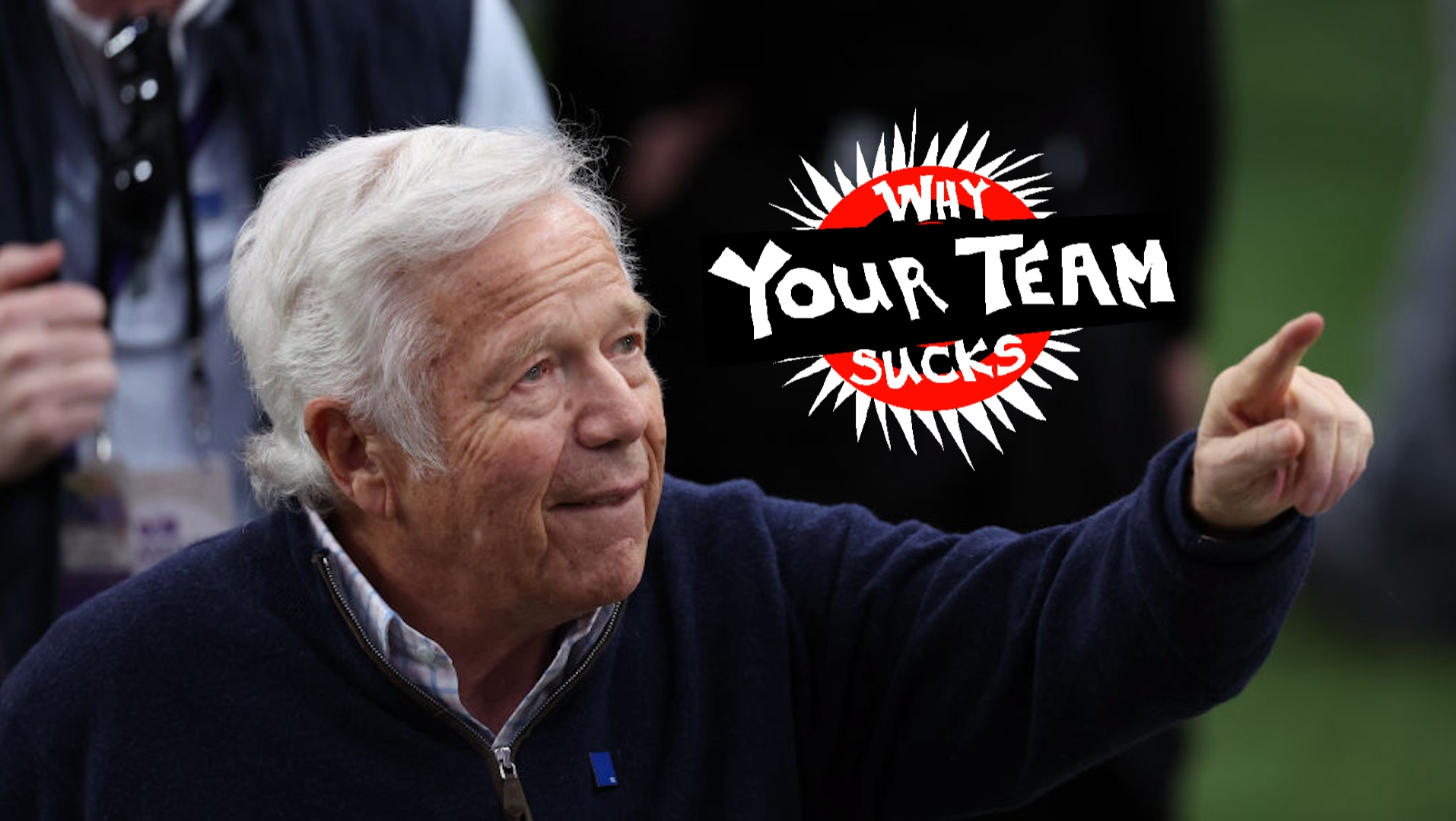 Owner Robert Kraft of the New England Patriots reacts before Super Bowl LVIII between the San Francisco 49ers and Kansas City Chiefsat Allegiant Stadium on February 11, 2024 in Las Vegas, Nevada.