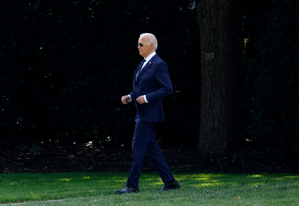 WASHINGTON, DC - JULY 15: U.S. President Joe Biden departs the White House on July 15, 2024 in Washington, DC. Biden is traveling to Las Vegas, Nevada to deliver remarks at the NAACP National Convention and the UnidosUS Annual Conference.